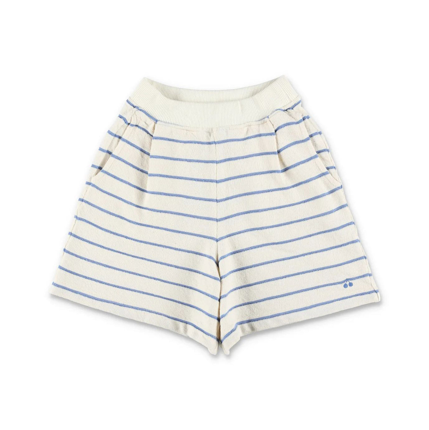 Girls White Stripes Cotton Shorts