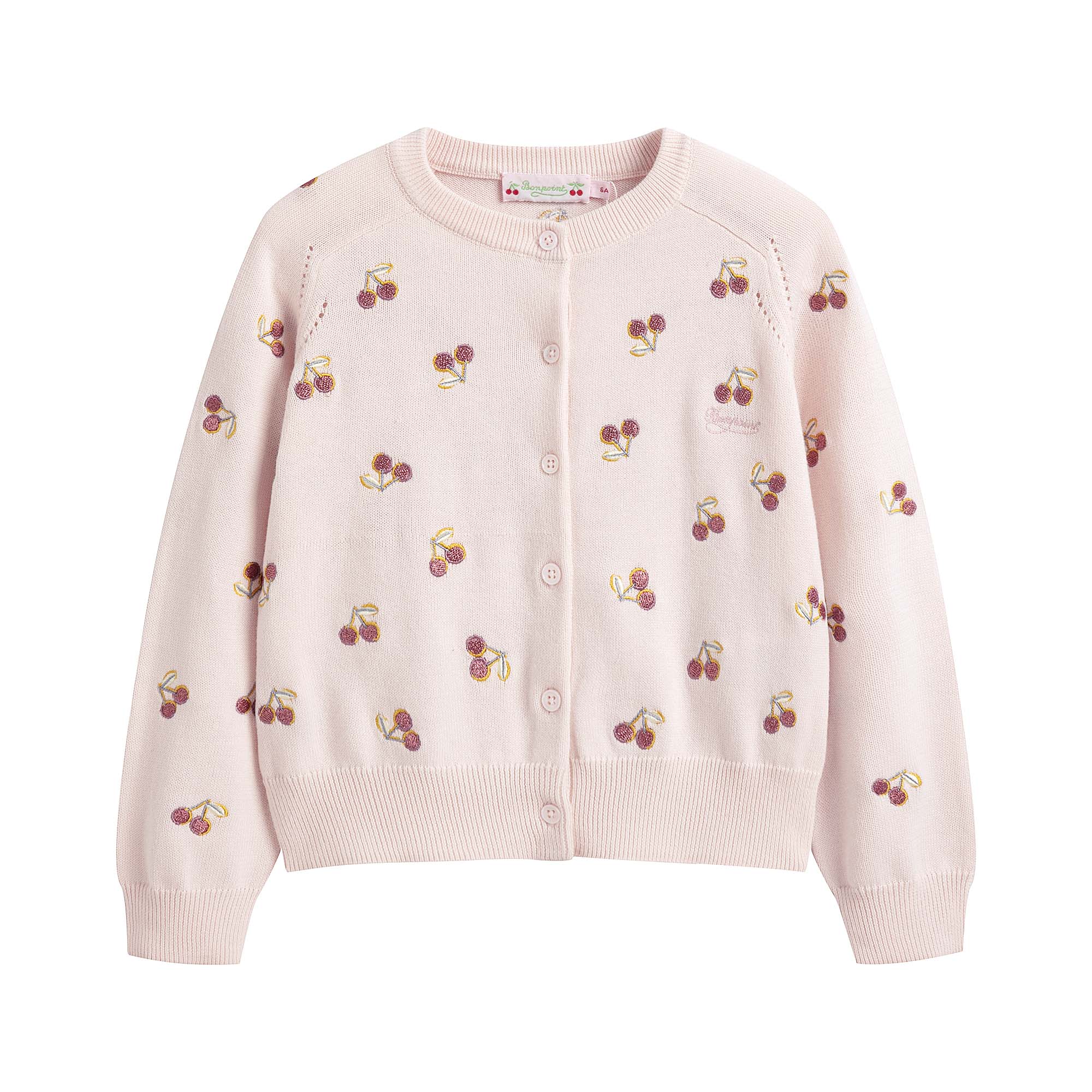 Girls Pink Embroidered Cotton Cardigan