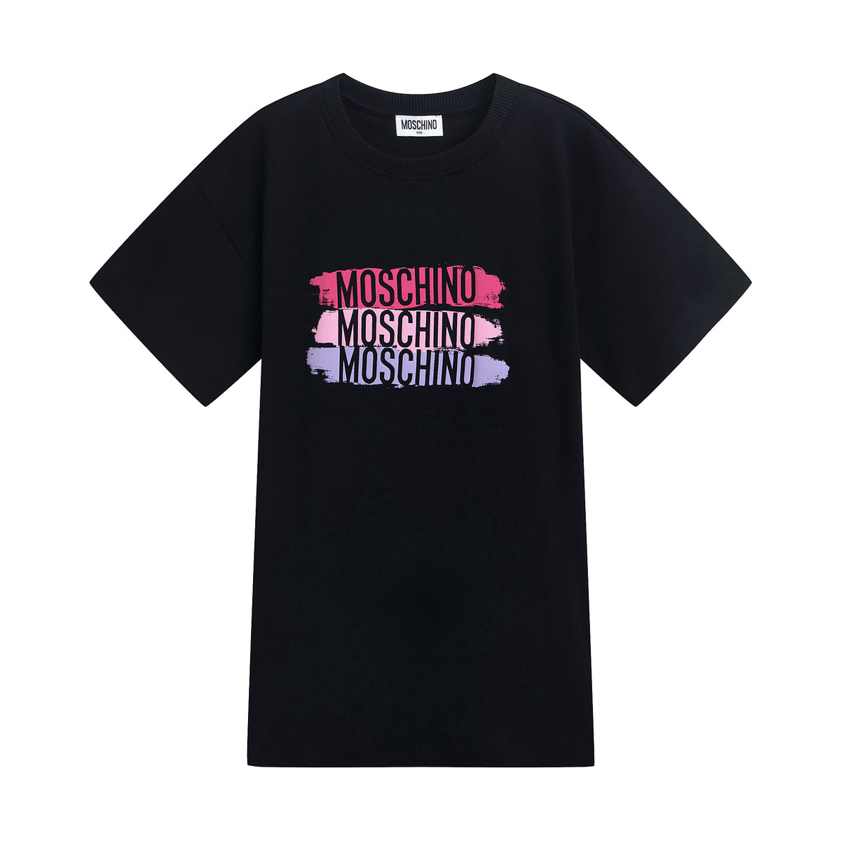 Girls Black Logo Cotton Dress