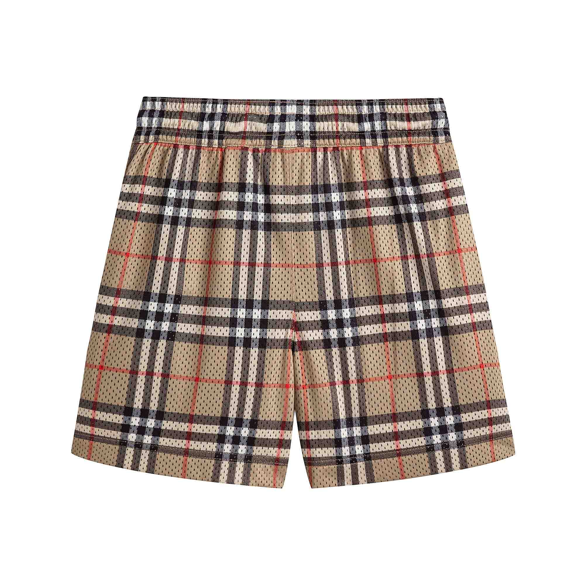 Boys Beige Check Shorts