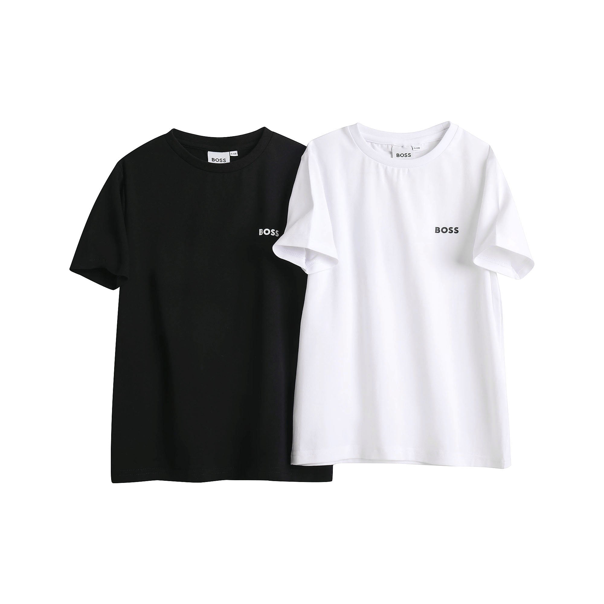 Boys Black Logo Cotton T-Shirt Set(2 Pack)