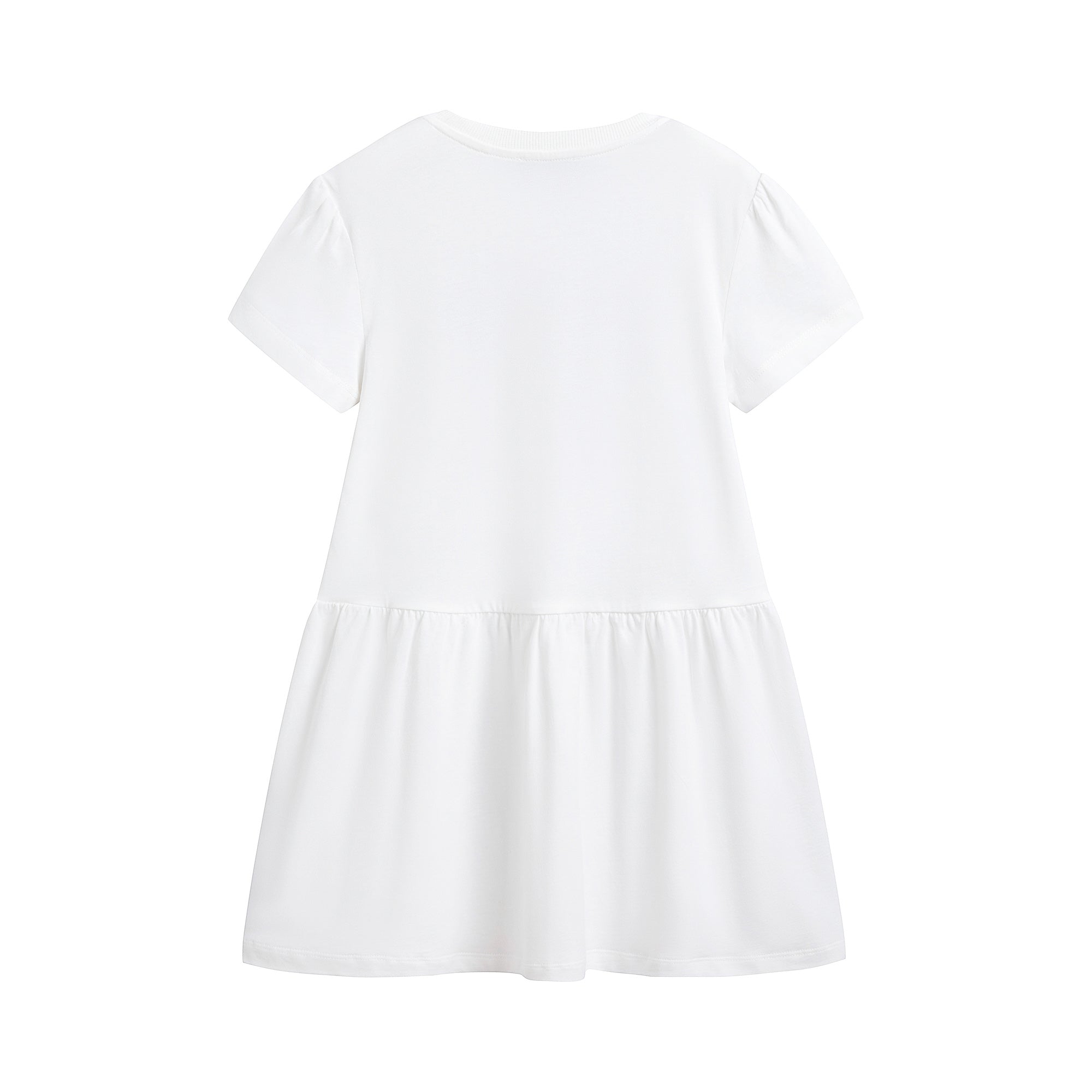 Girls White Bear Printed Cotton Dress