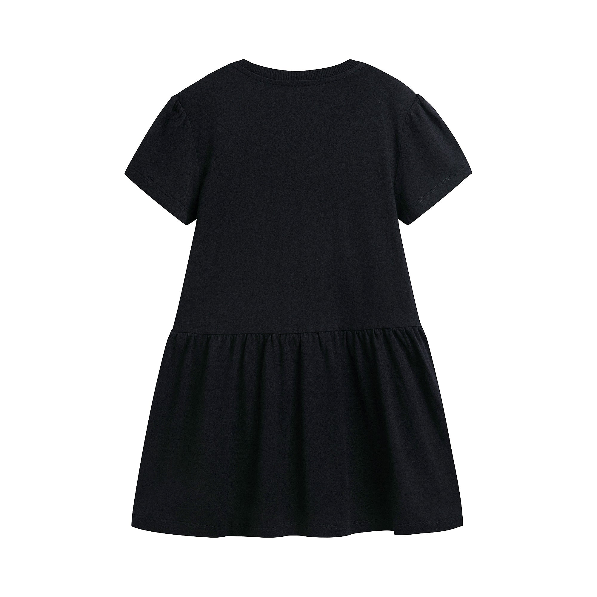 Girls Black Bear Printed Cotton Dress