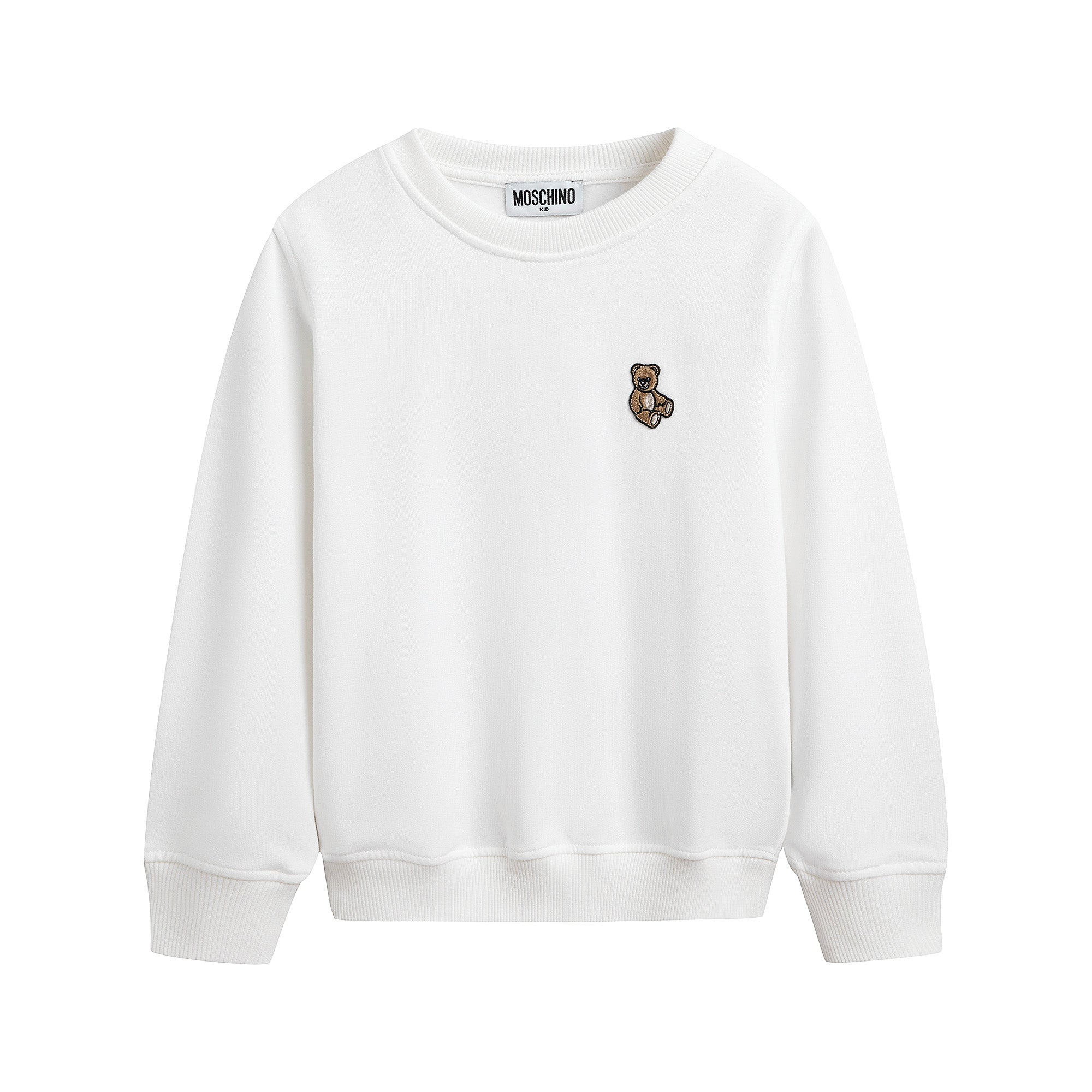 Boys & Girls White Bear Patch Cotton Sweatshirt