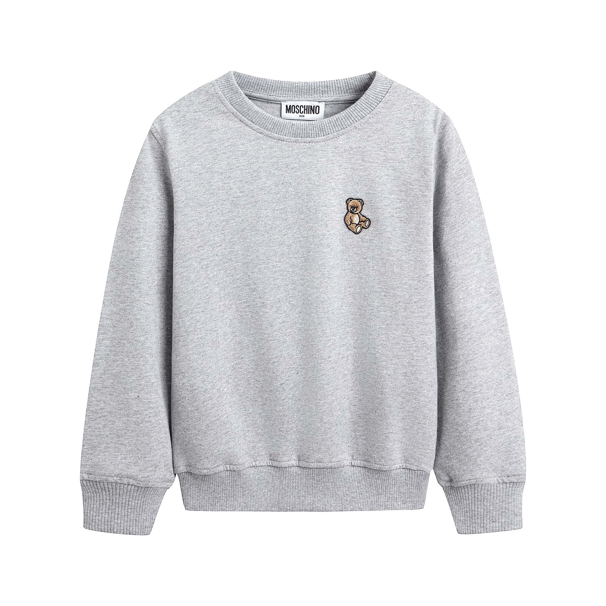 Boys & Girls Grey Bear Patch Cotton Sweatshirt