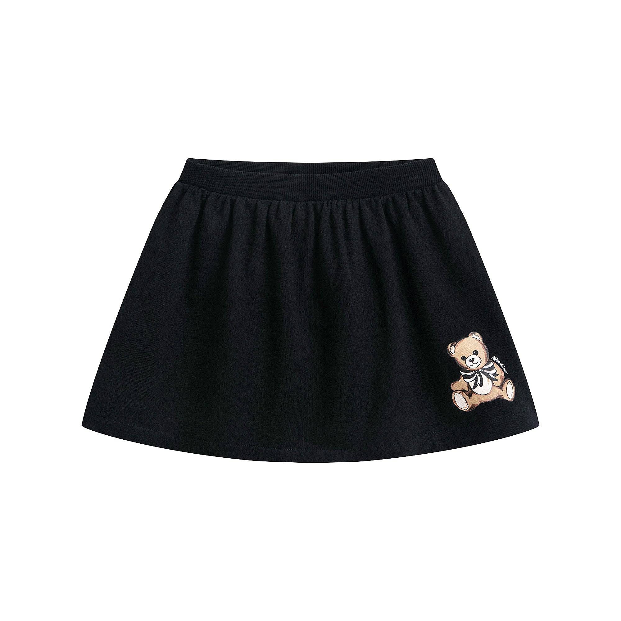 Girls Black Bear Printed Cotton Skirt