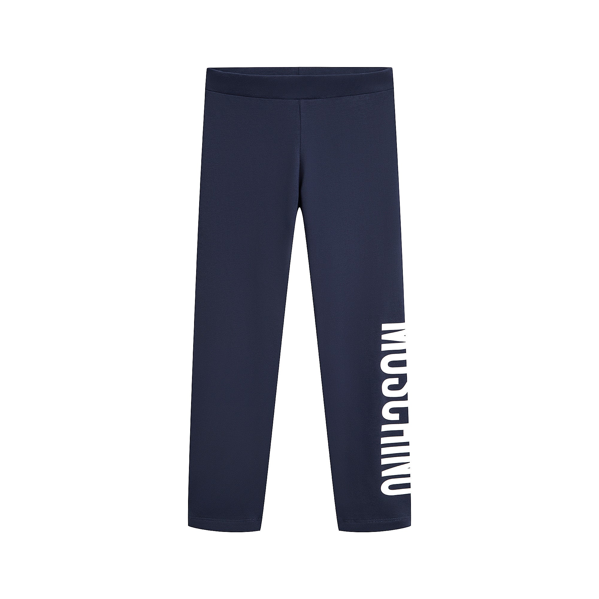 Girls Navy Logo Cotton Leggings