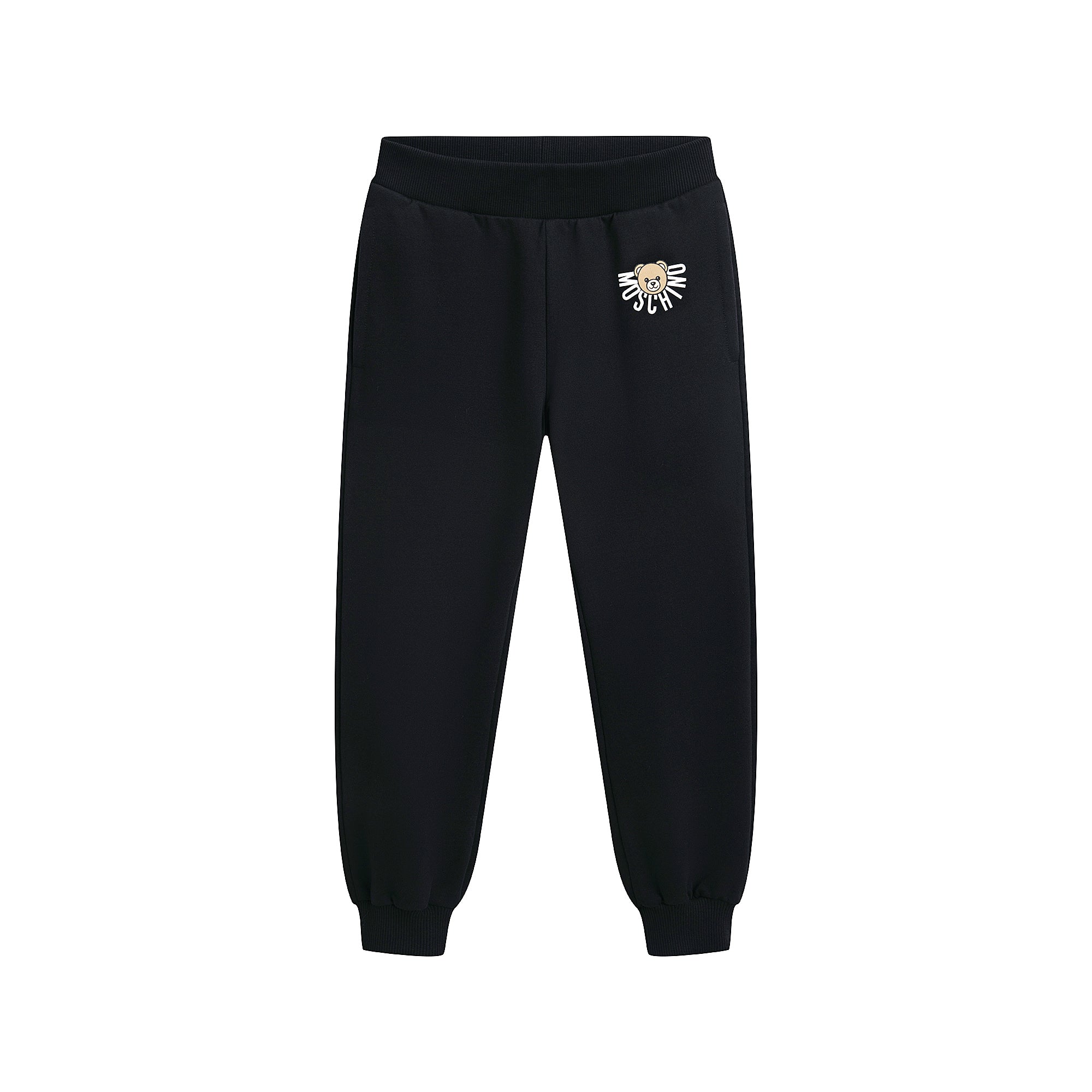 Boys & Girls Black Bear Printed Cotton Trousers