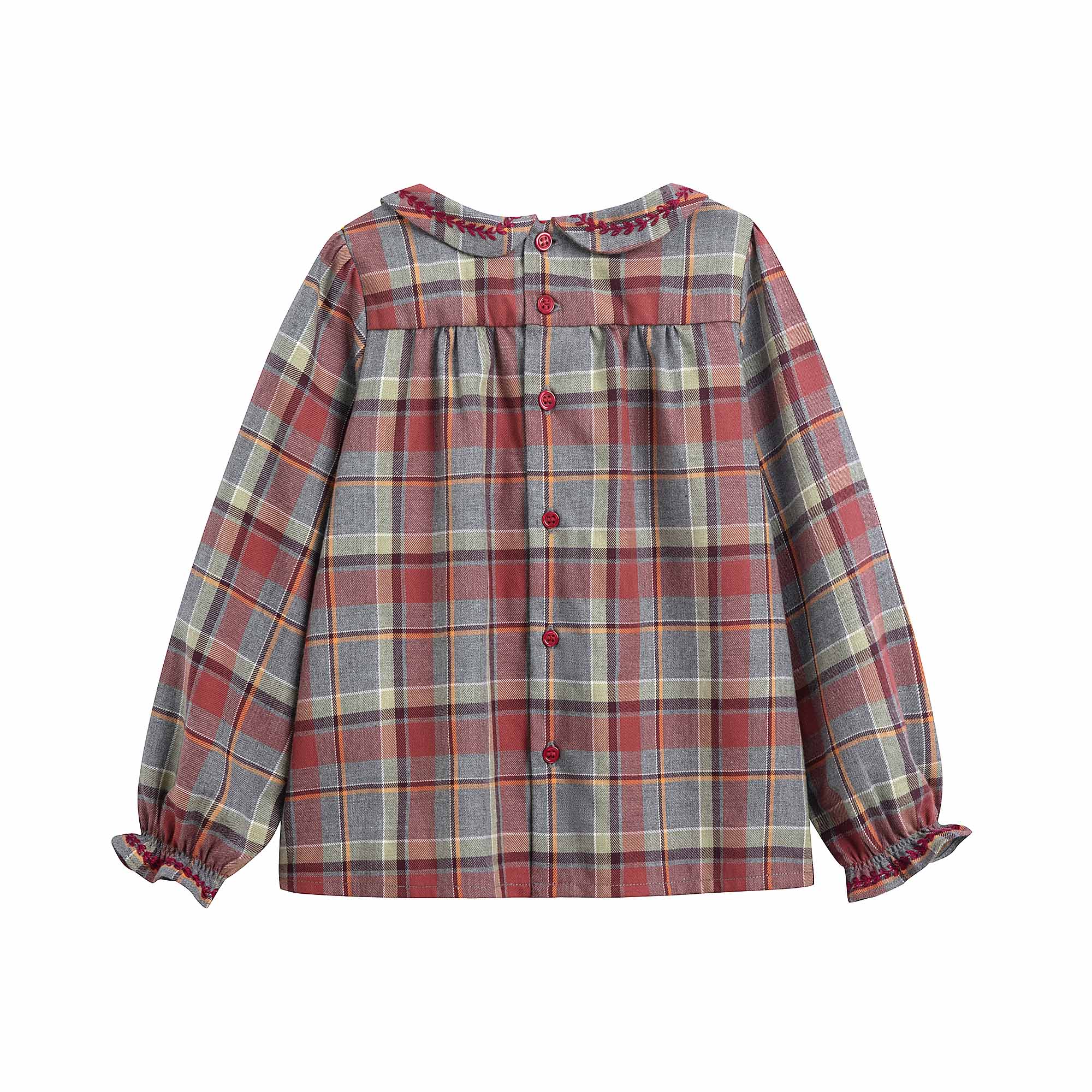 Baby Girls Wine Red Check Cotton Blouse