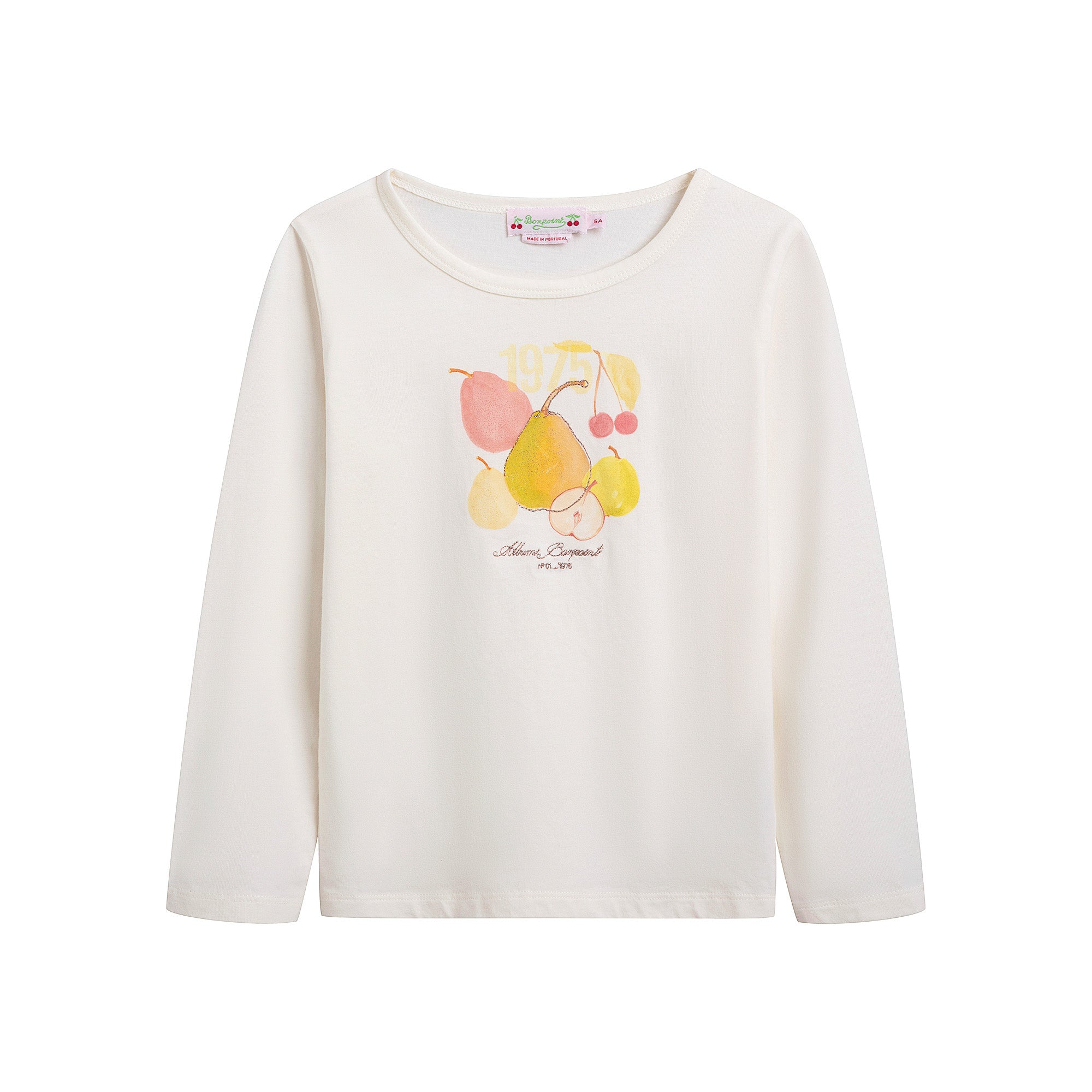 Girls Ivory Printed Cotton T-Shirt