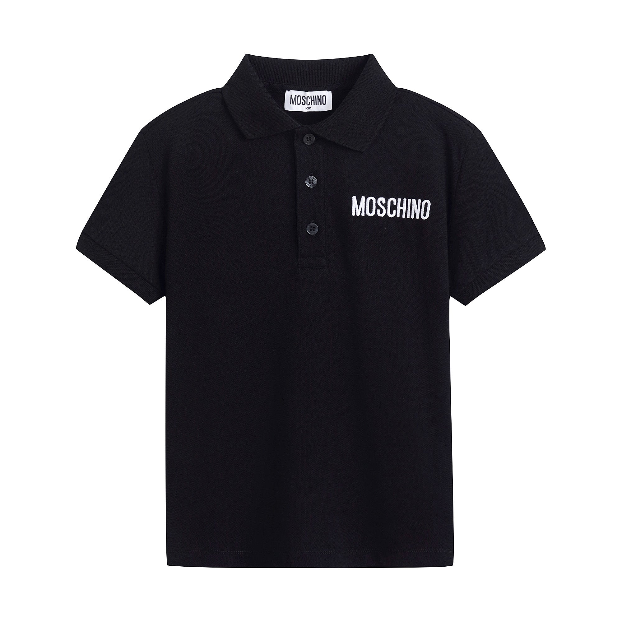 Boys Black Cotton Polo Shirt