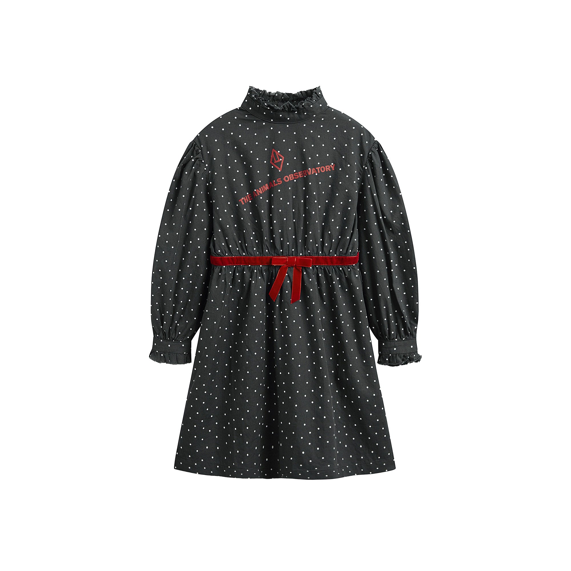 Girls Dark Grey Dots Cotton Dress