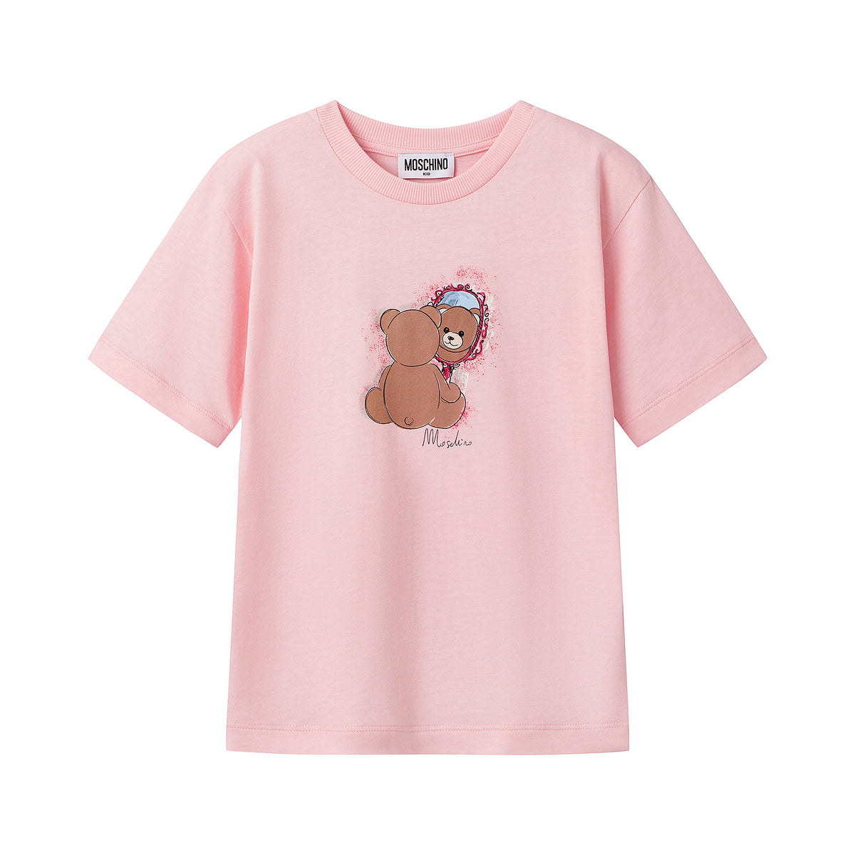 Girls Pink Printed Cotton T-Shirt