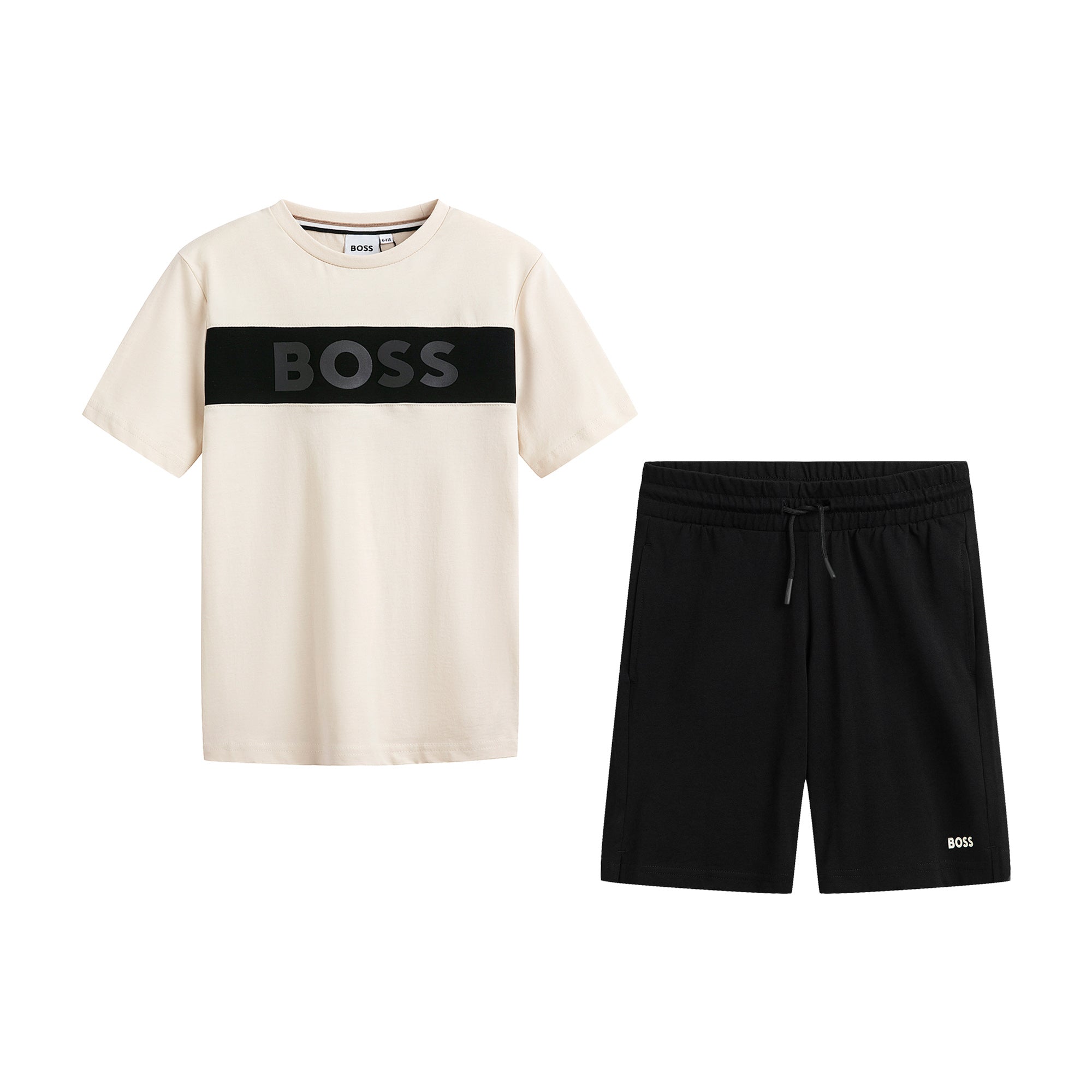 Boys Beige Logo Cotton Set