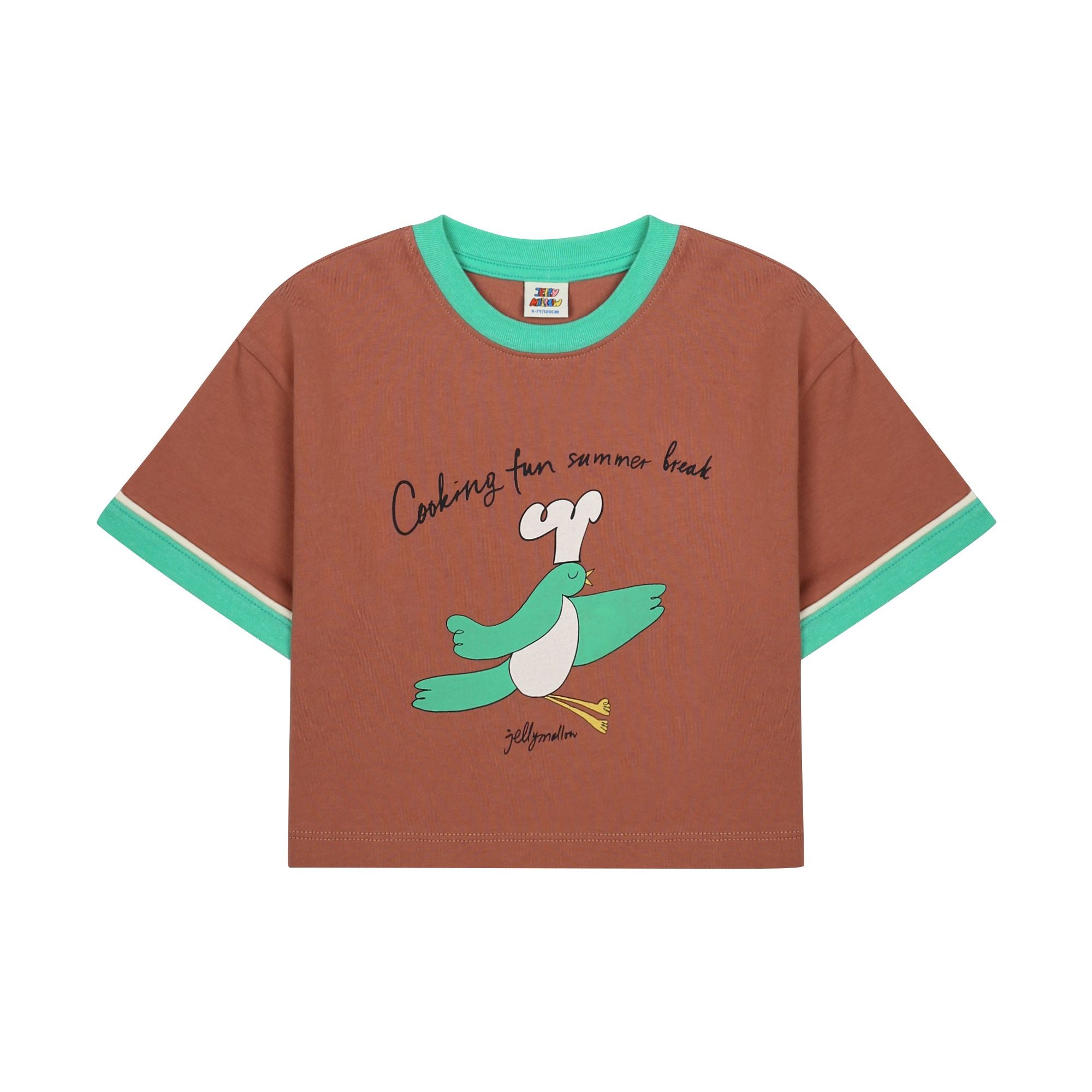 Girls Brown Printed Cotton T-Shirt