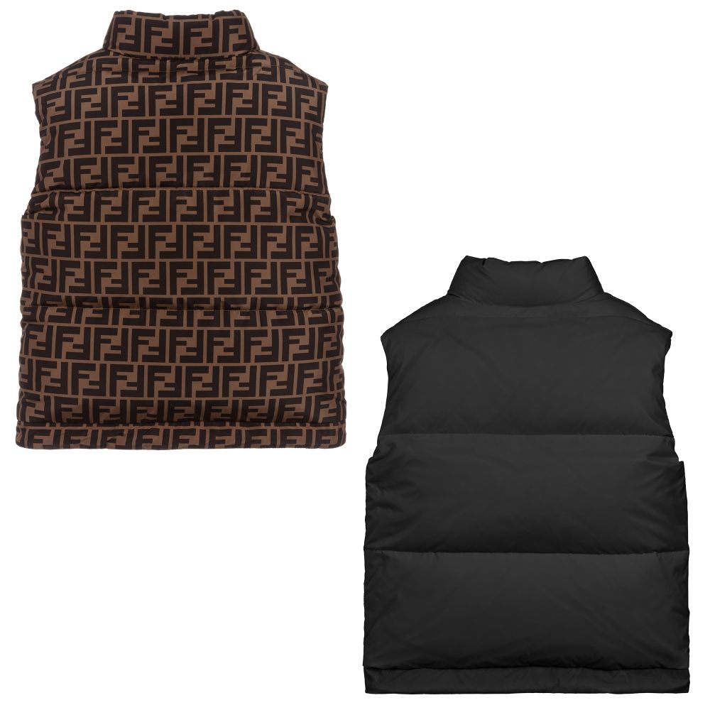 Boys & Girls Black Logo Reversible Padded Down Gilet