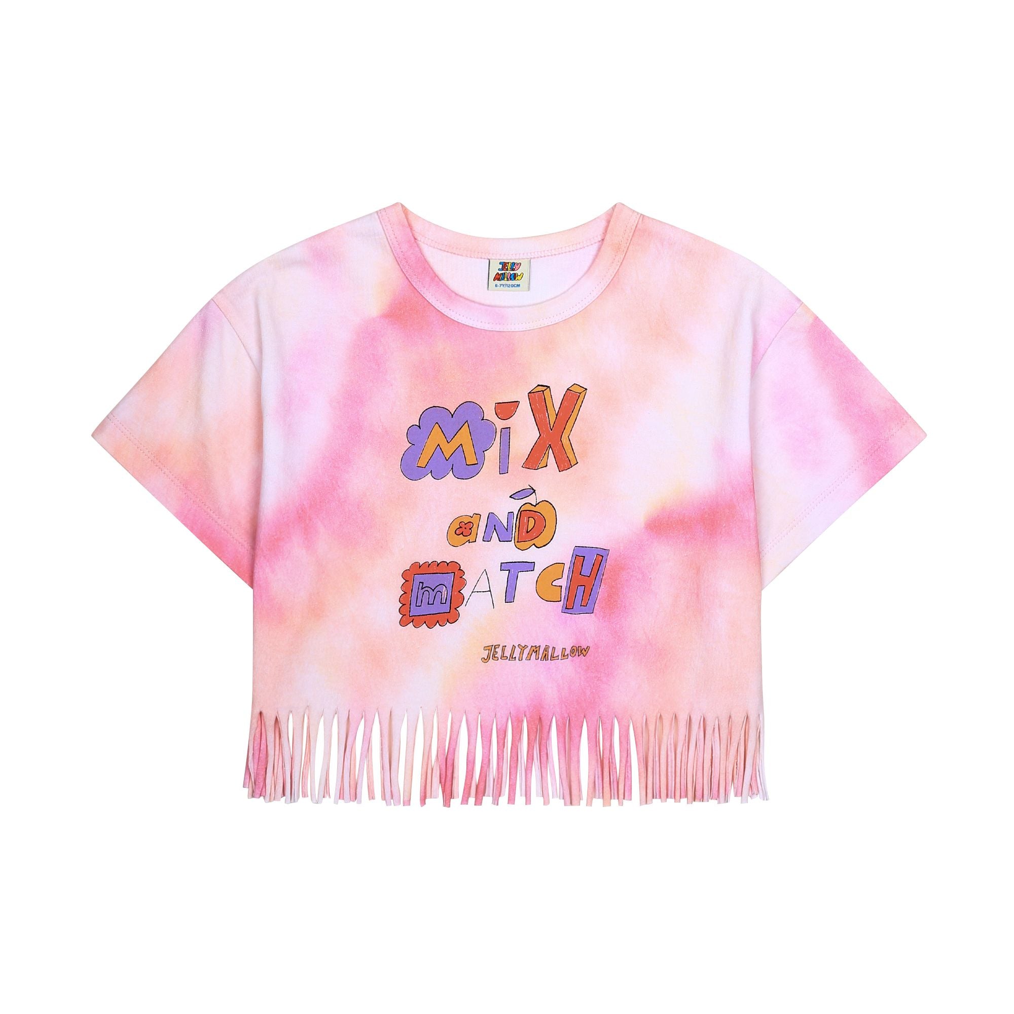 Girls Pink Tassel Cotton T-Shirt