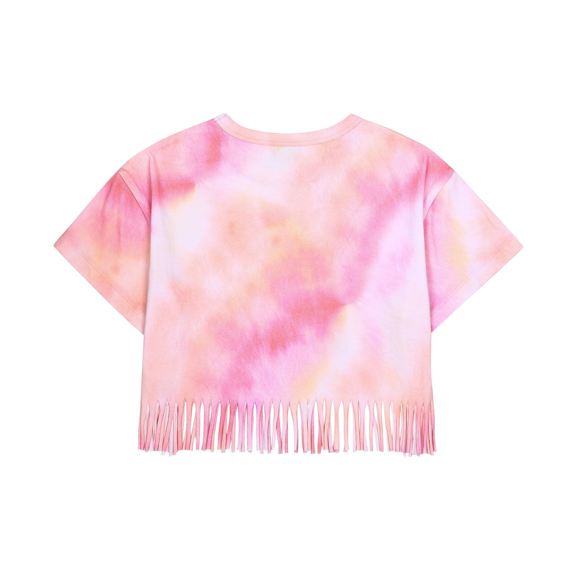 Girls Pink Tassel Cotton T-Shirt