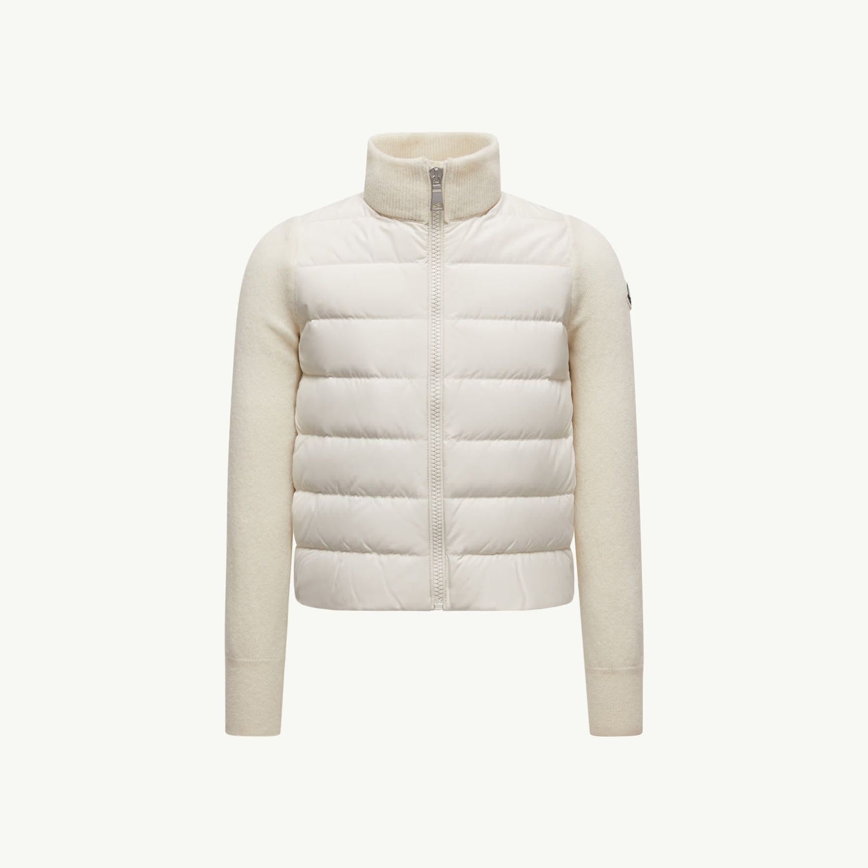 Girls White Padded Down Zip-Up Top