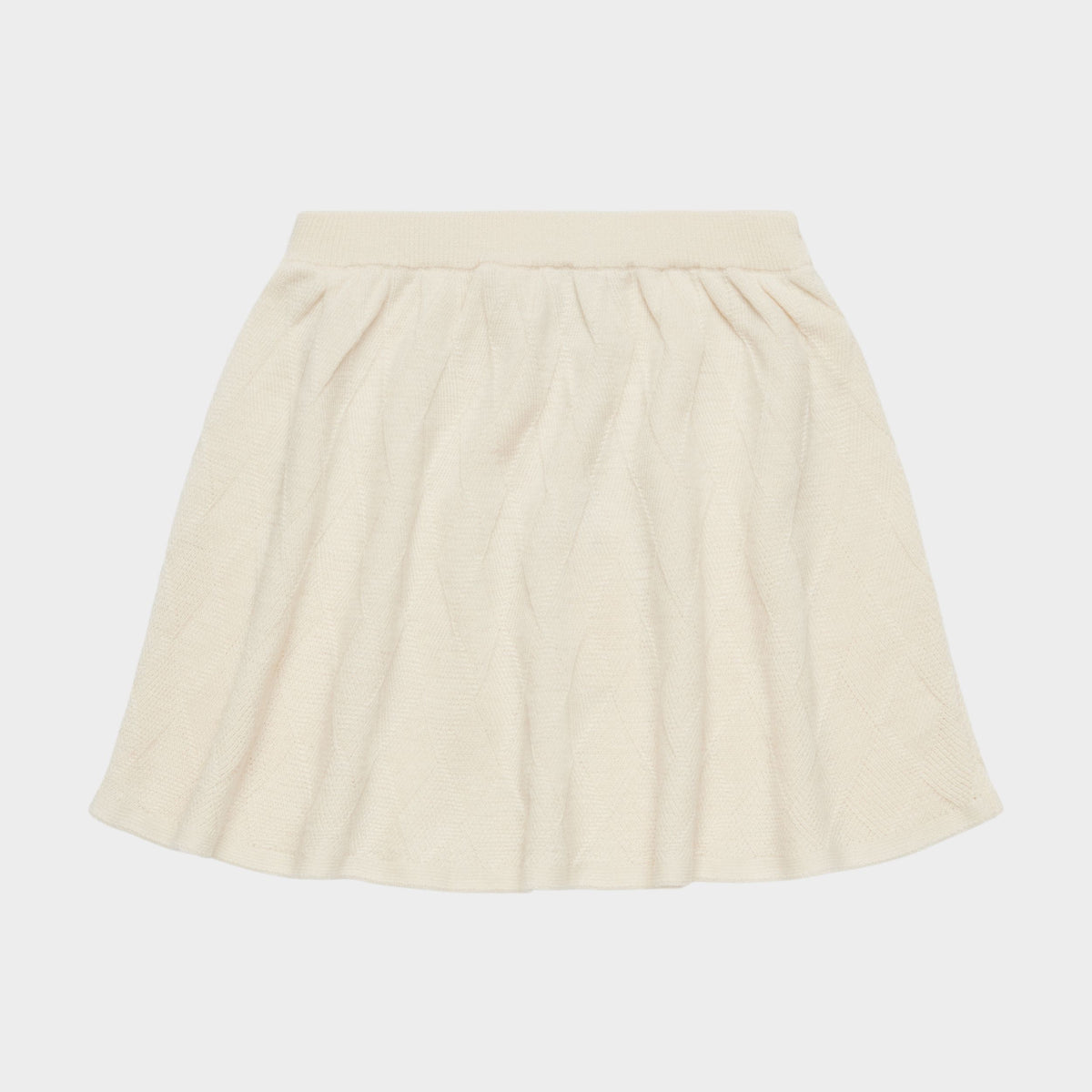 Girls White Diamond Pattern Wool Skirt