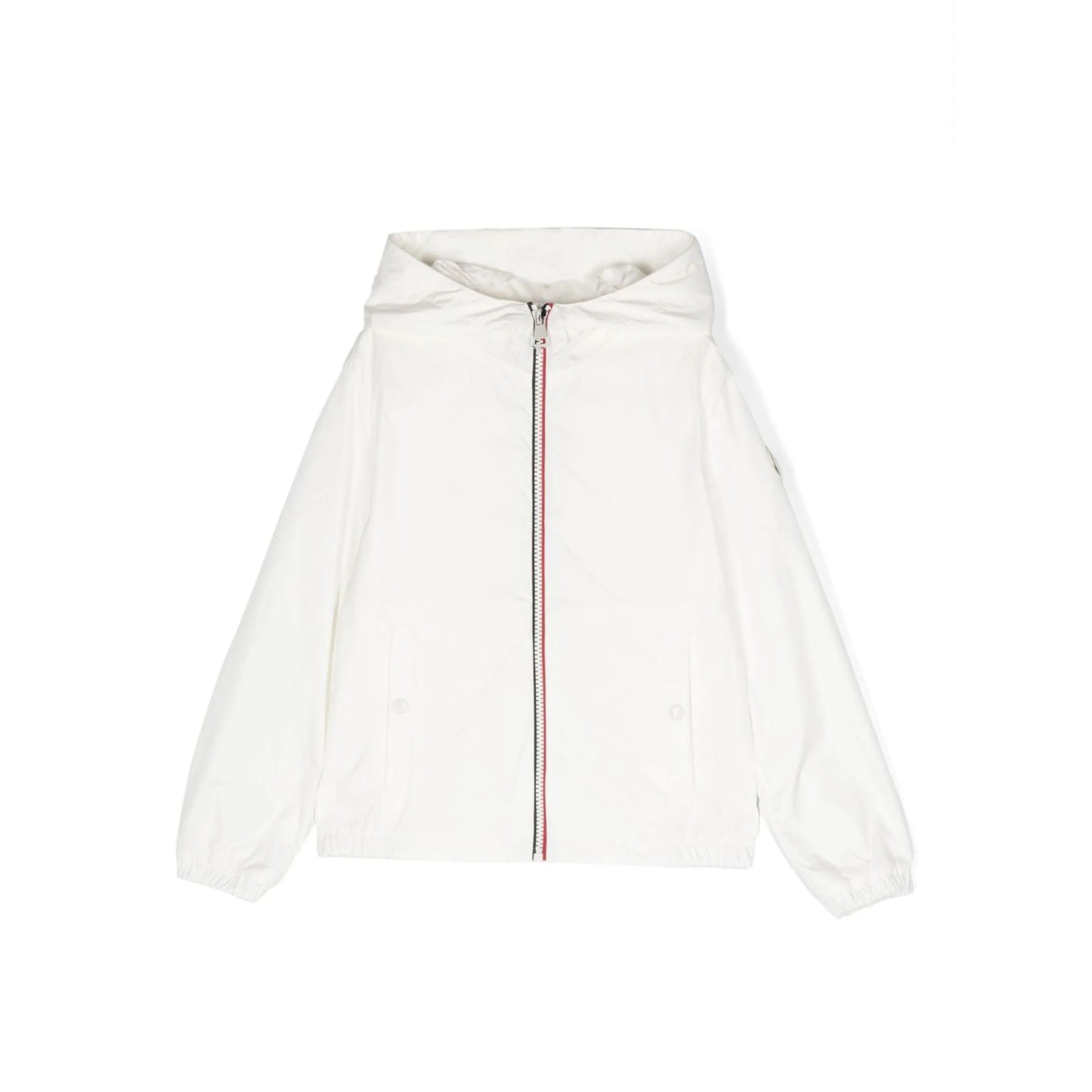 Boys White Hooded Zip-Up Jacket