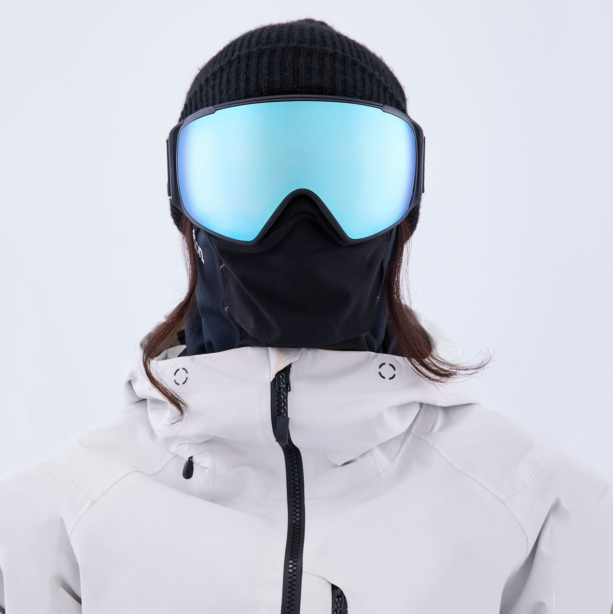 Lunettes de ski noires pour adulte et bonnet chaud (masque ANON M4S sphérique)