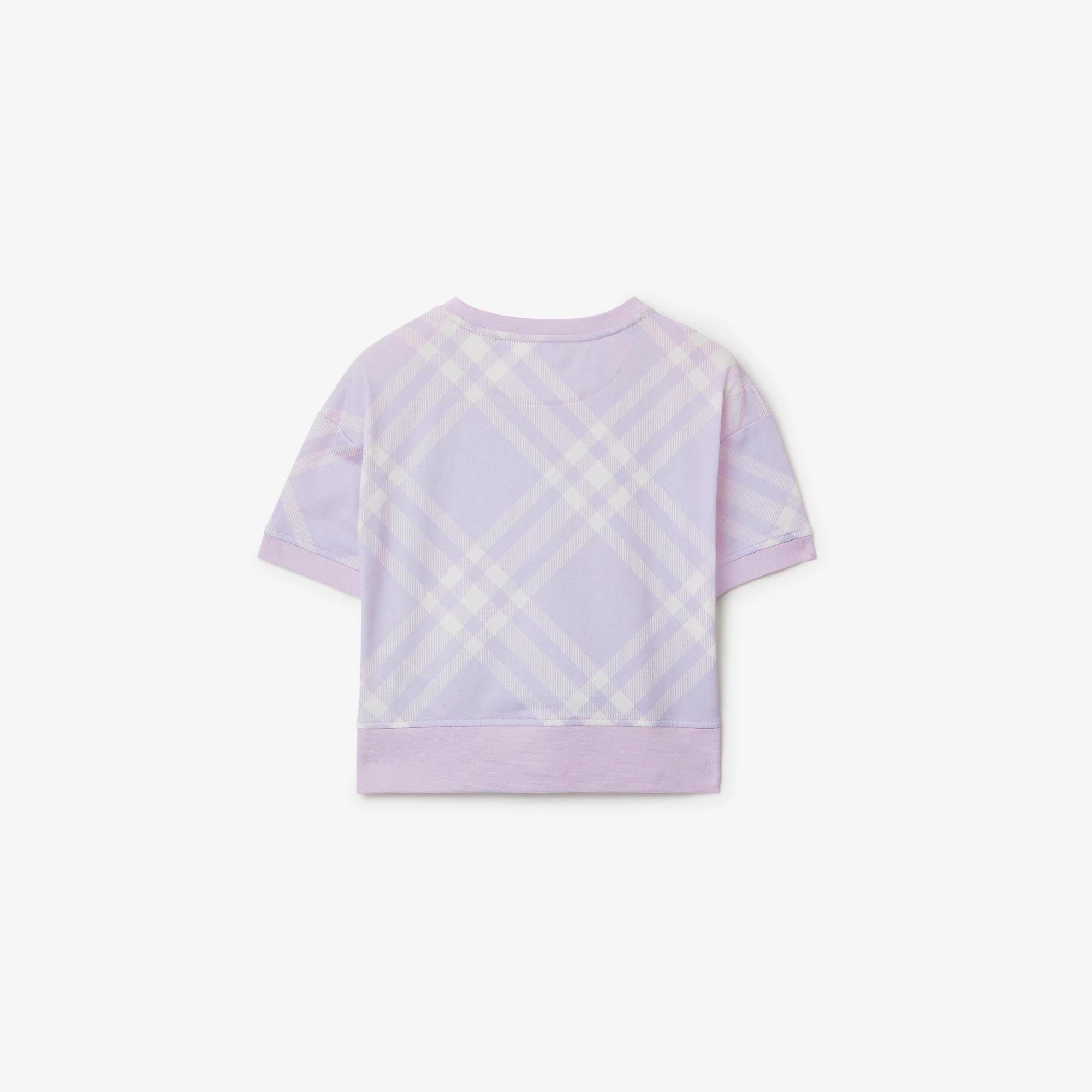 Girls Light Lilac Check Cotton T-Shirt