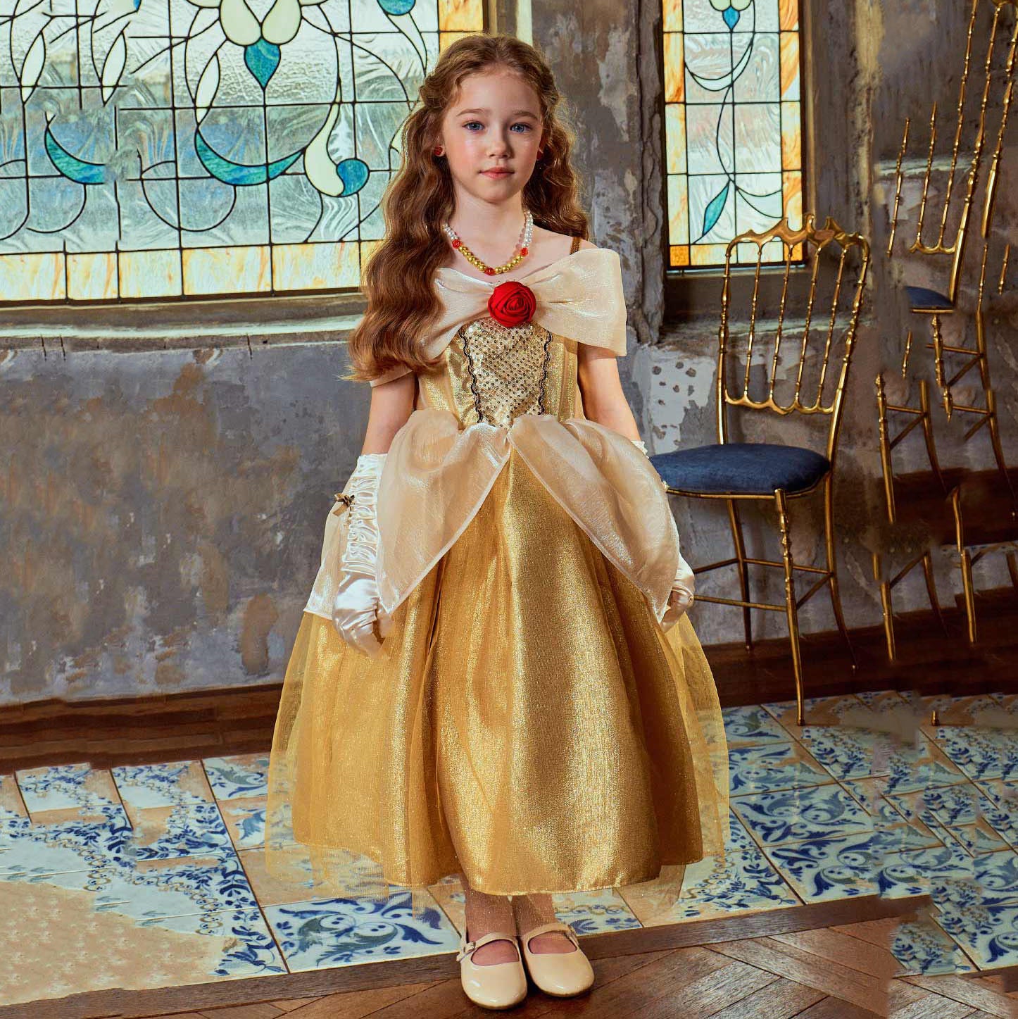 Girls Gold Sleeveless Dress