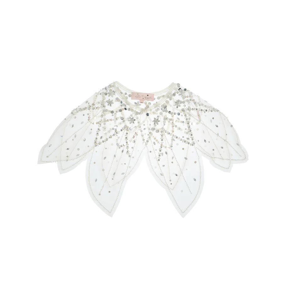 Girls White Sequin Cape