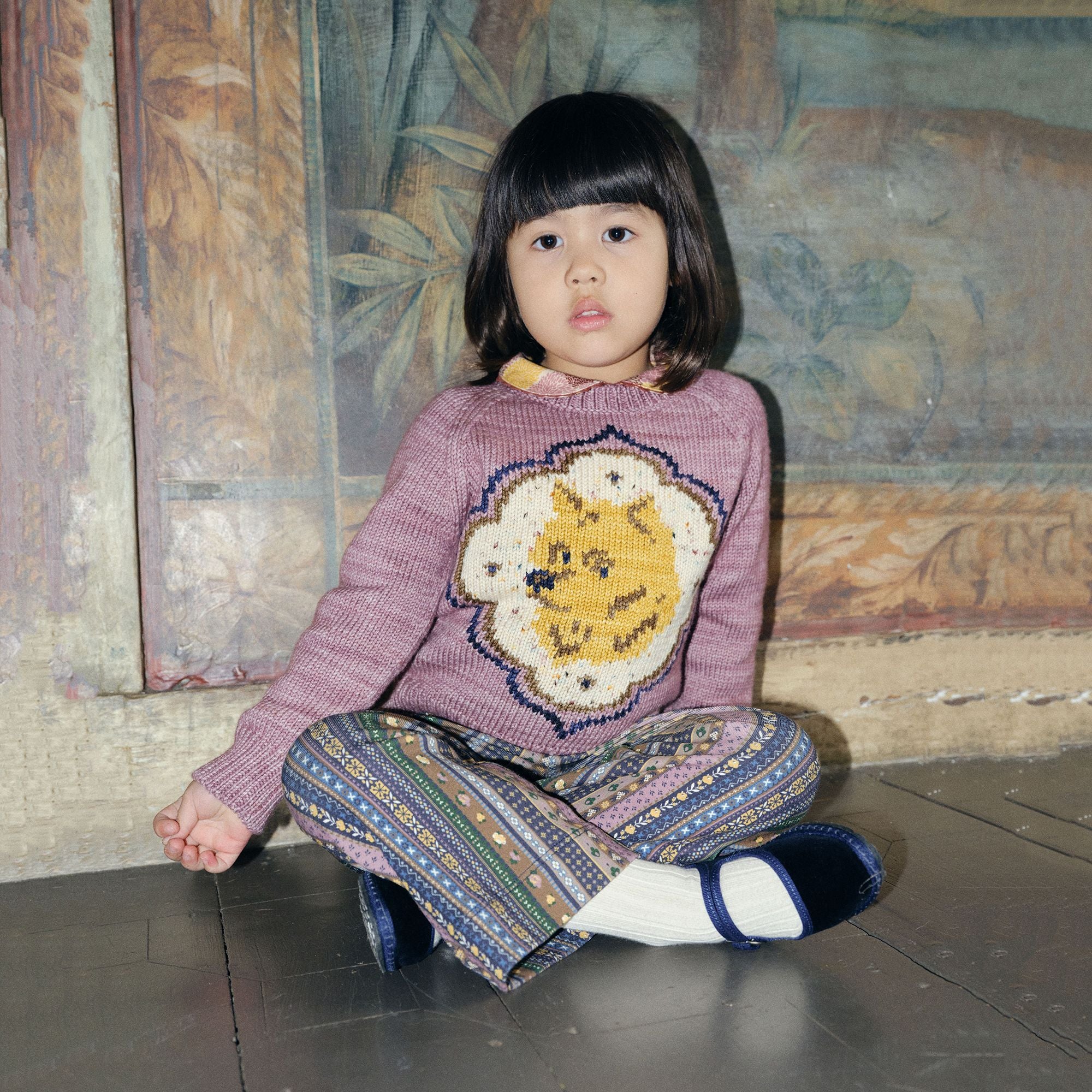 Boys & Girls Pink Dog Jacquard Wool Sweater