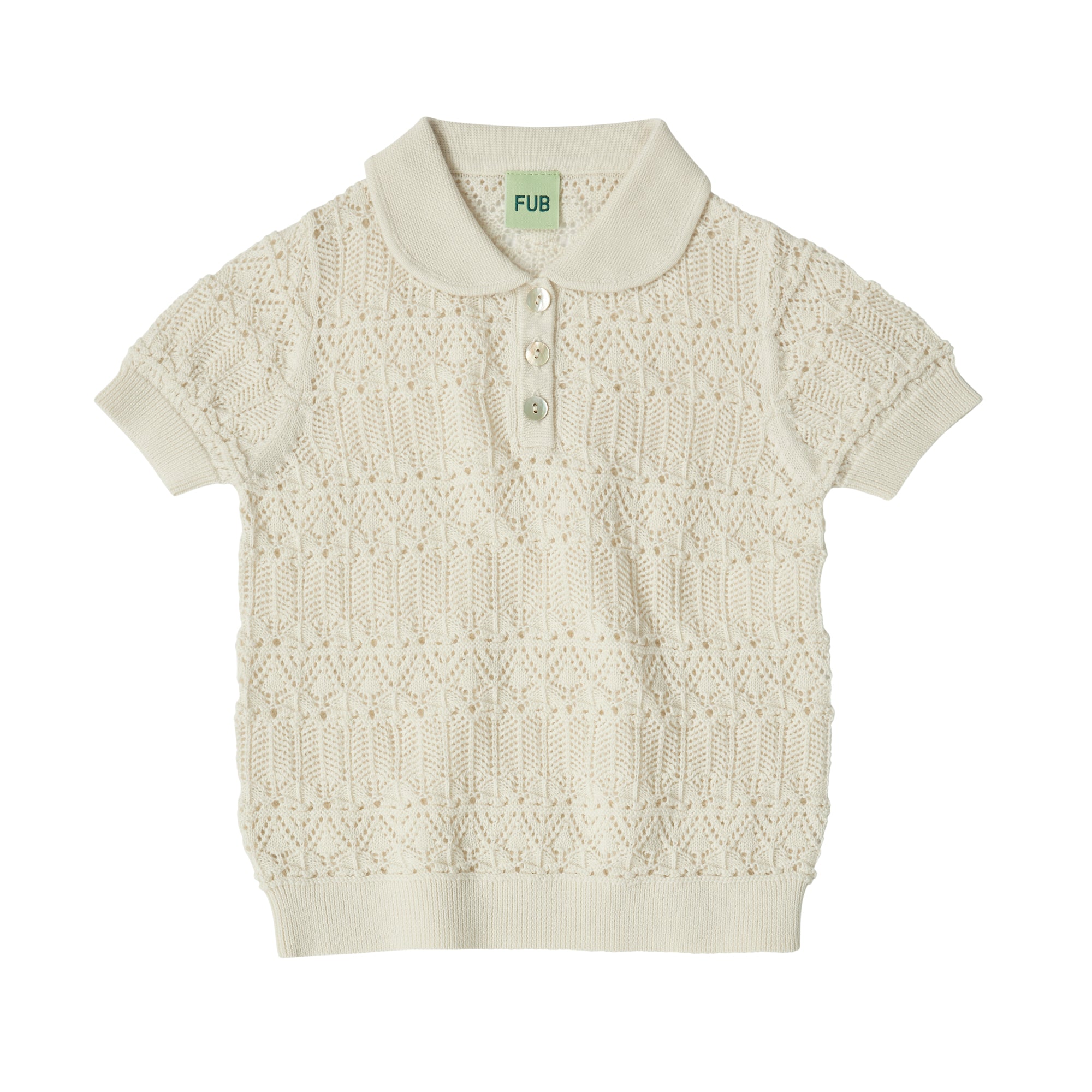 Girls White Hollow Polo Shirt