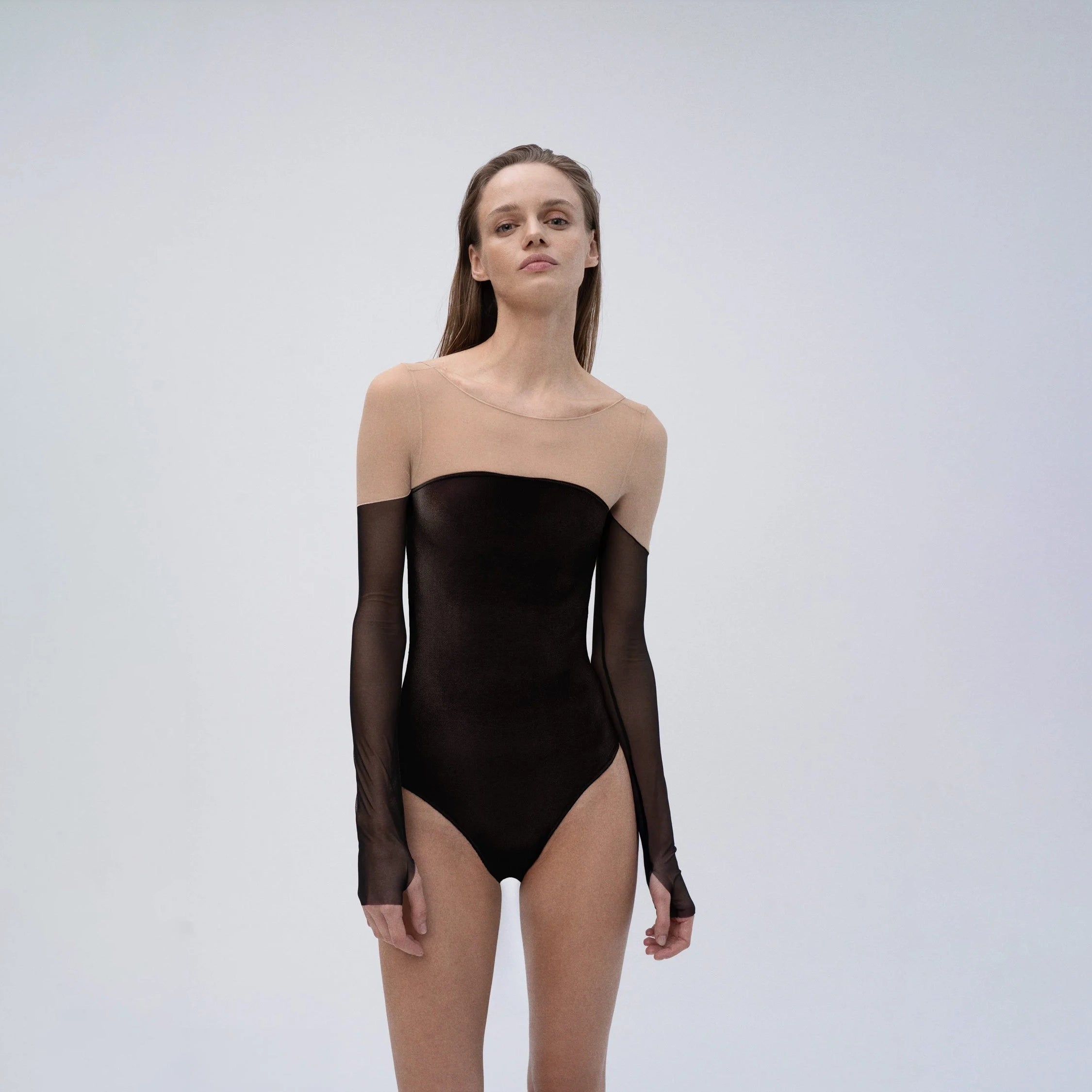 Women Black Long Sleeve Ballet Onesies(RNV4/Noctivaga Black)