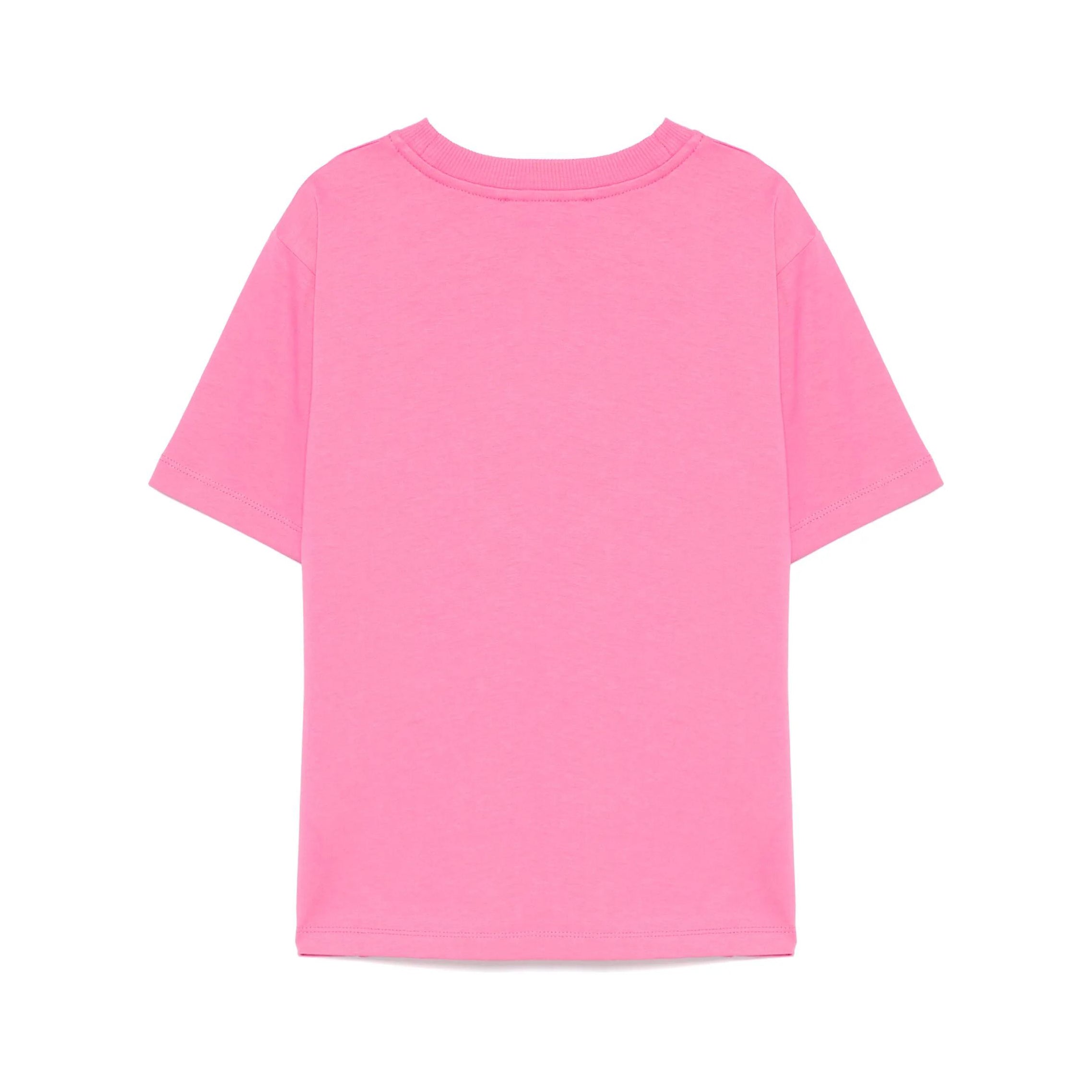 Boys & Girls Pink Printed Logo Cotton T-Shirt