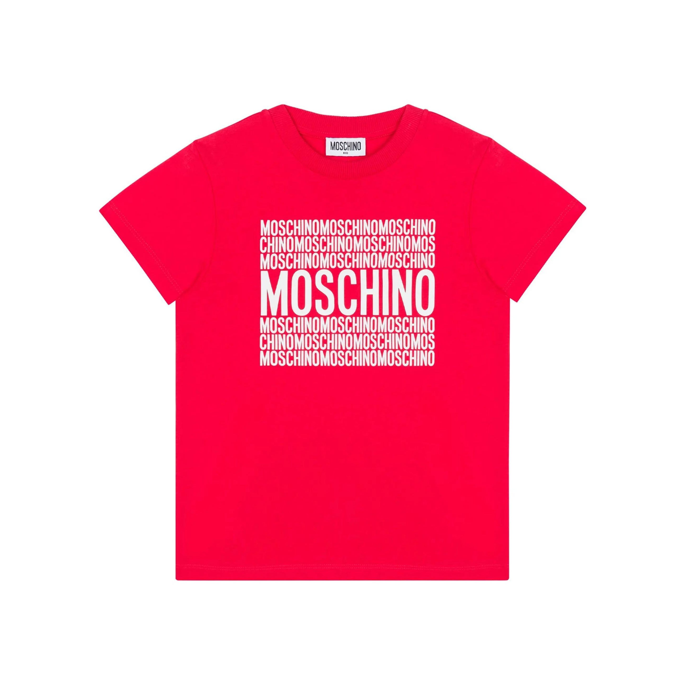Boys & Girls Red Printed Logo Cotton T-Shirt