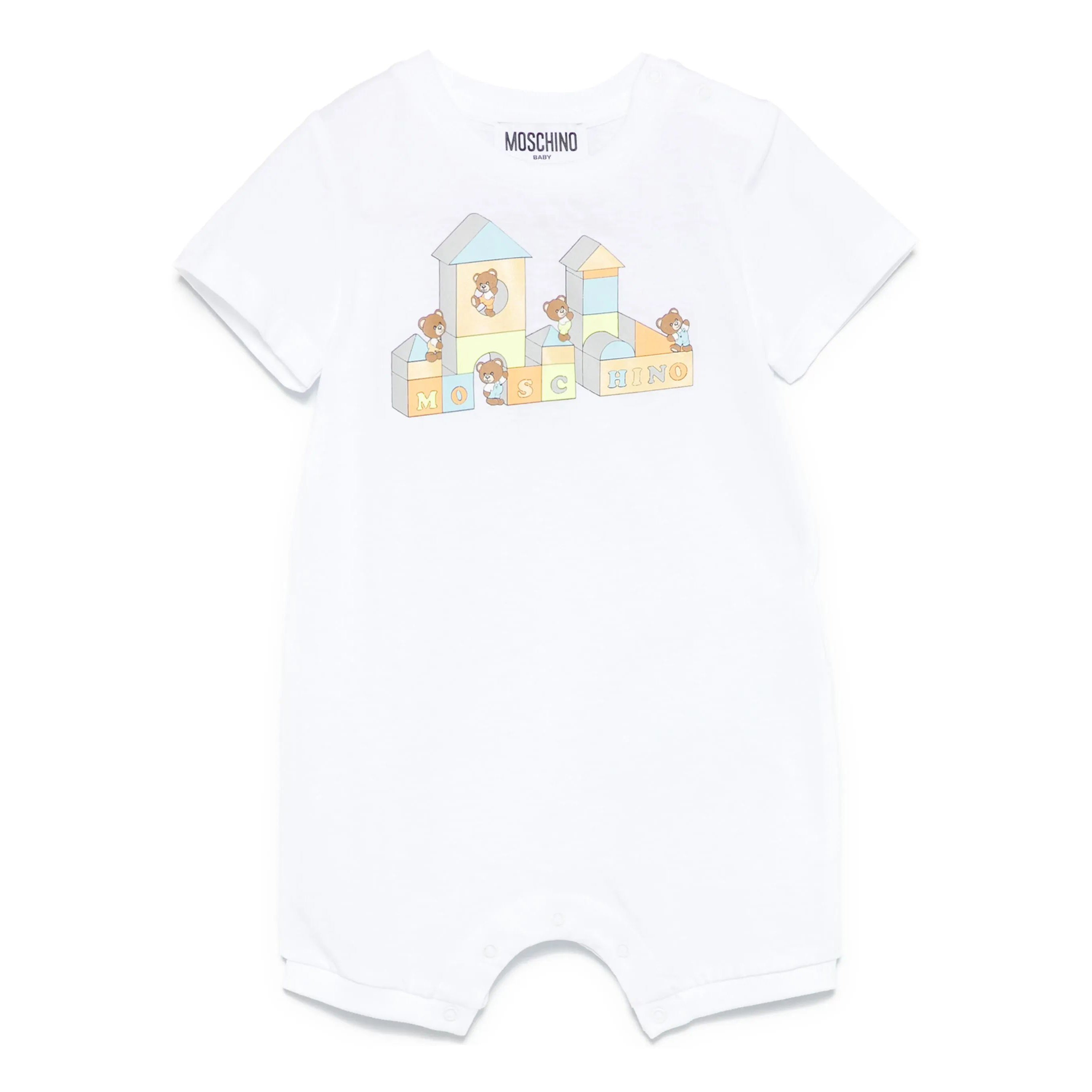 Baby Boys & Girls White Printed Cotton Babysuit