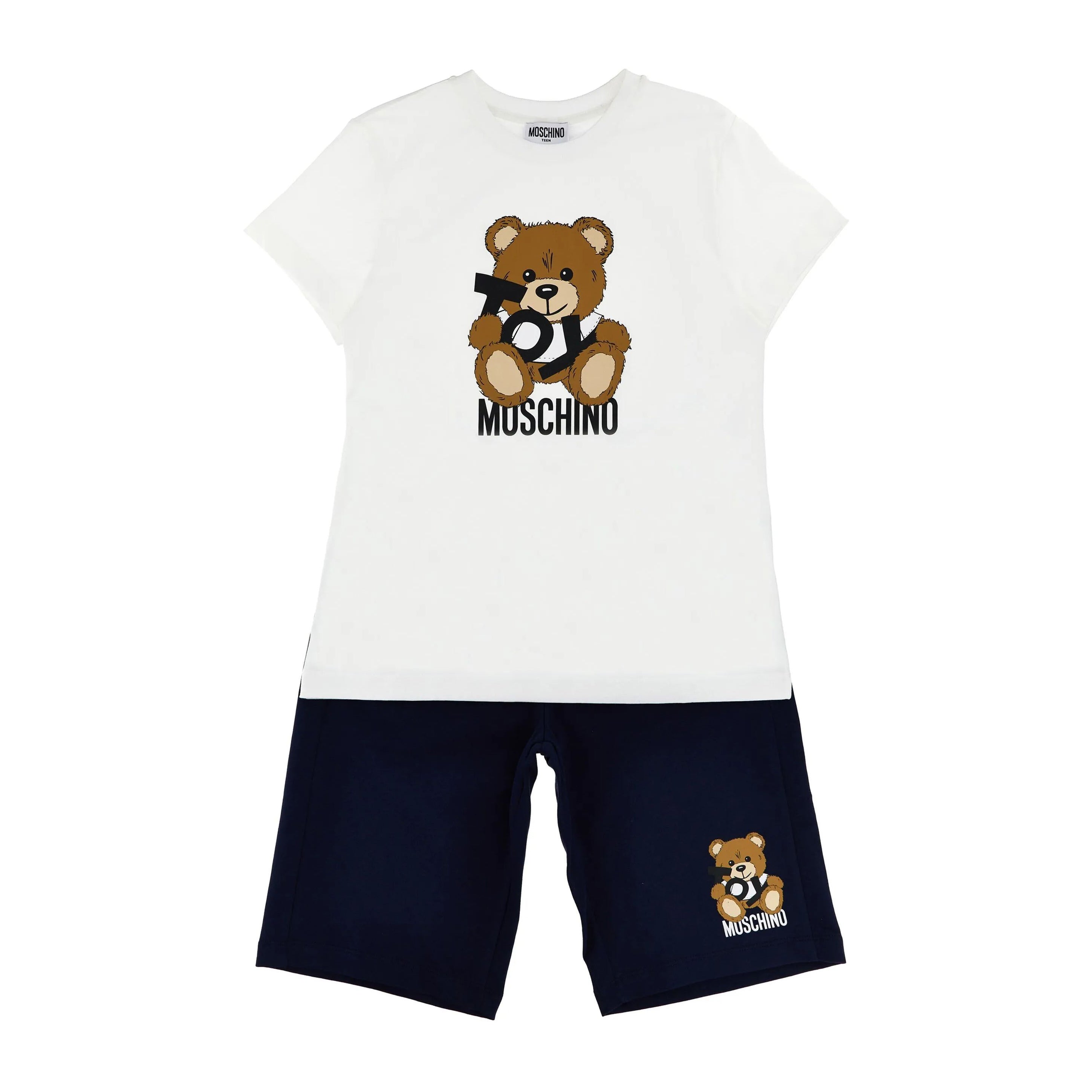 Boys White & Blue Cotton Set
