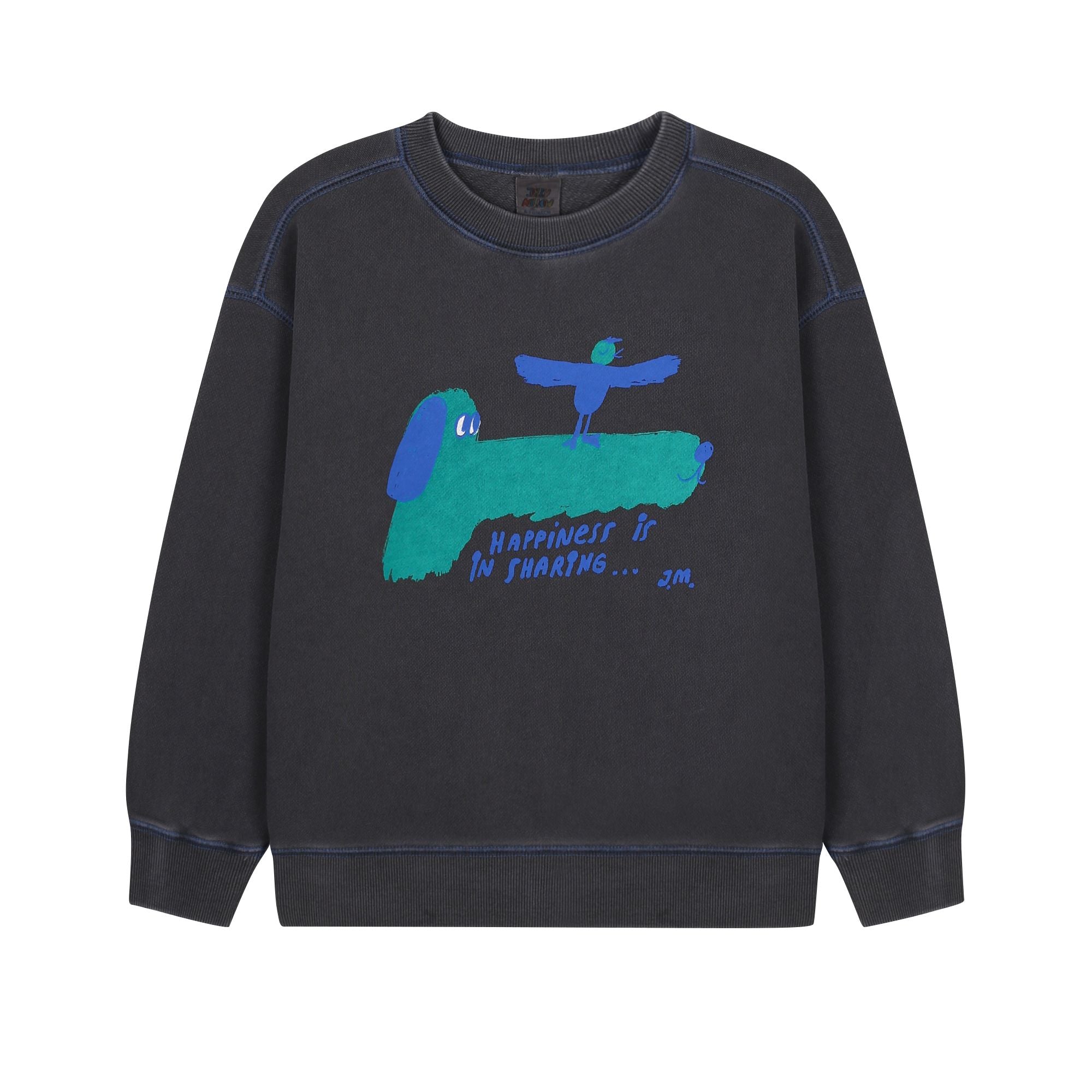 Boys & Girls Charcoal Printed Cotton Sweatshirt