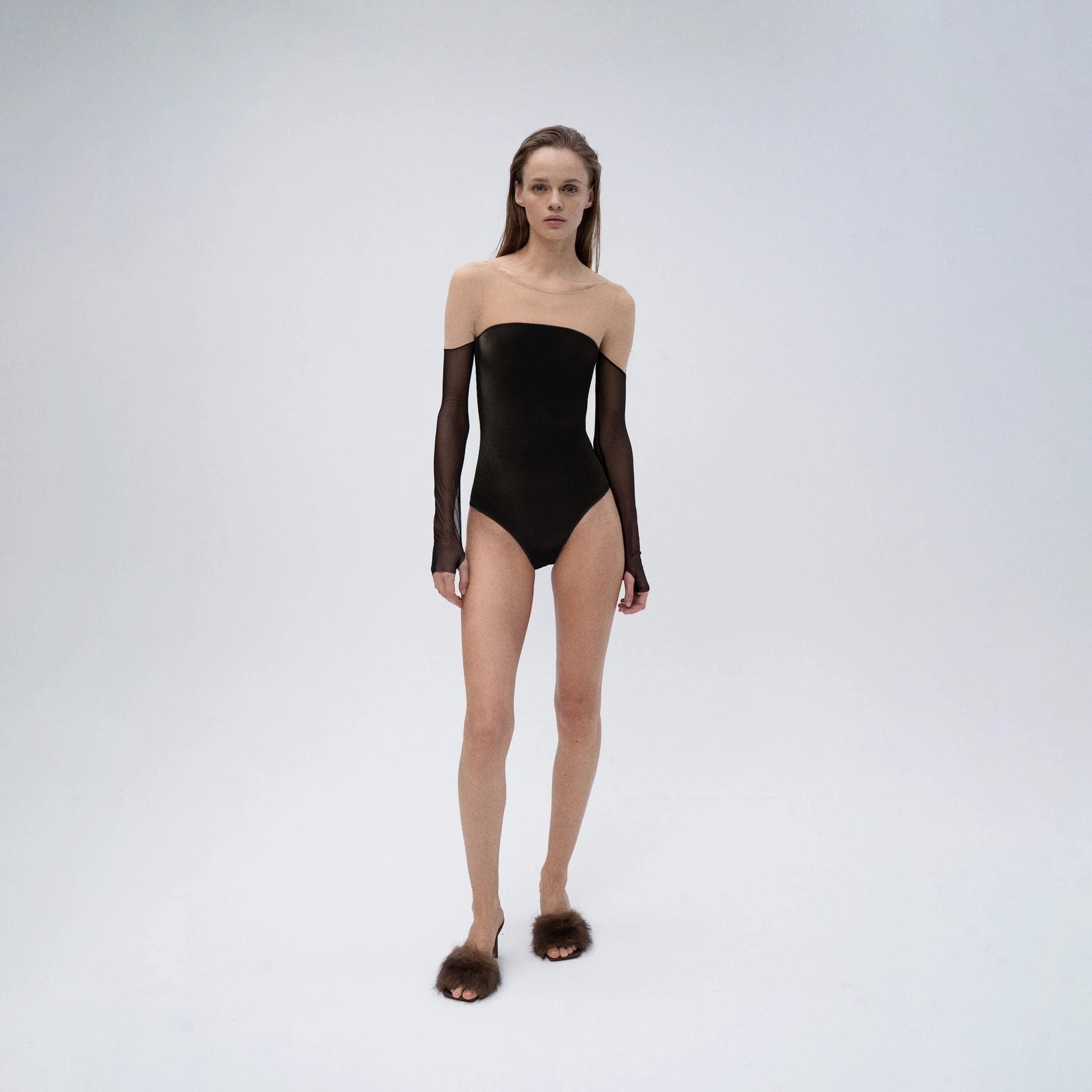 Women Black Long Sleeve Ballet Onesies(RNV4/Noctivaga Black)