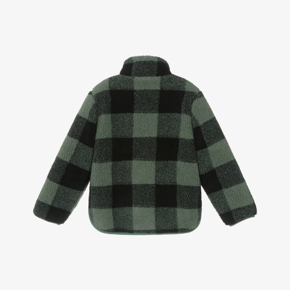 Boys Green Check Sherpa Jacket