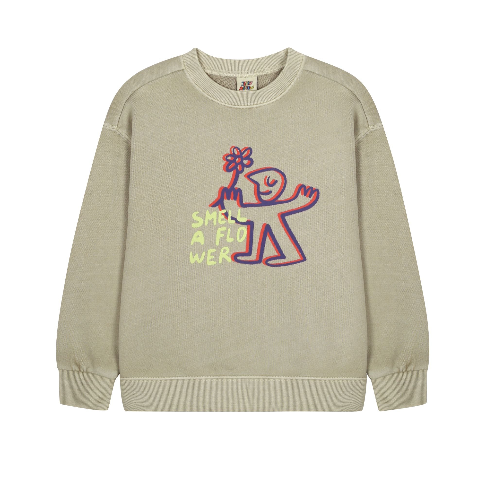 Boys & Girls Light Khaki Printed Cotton Sweatshirt