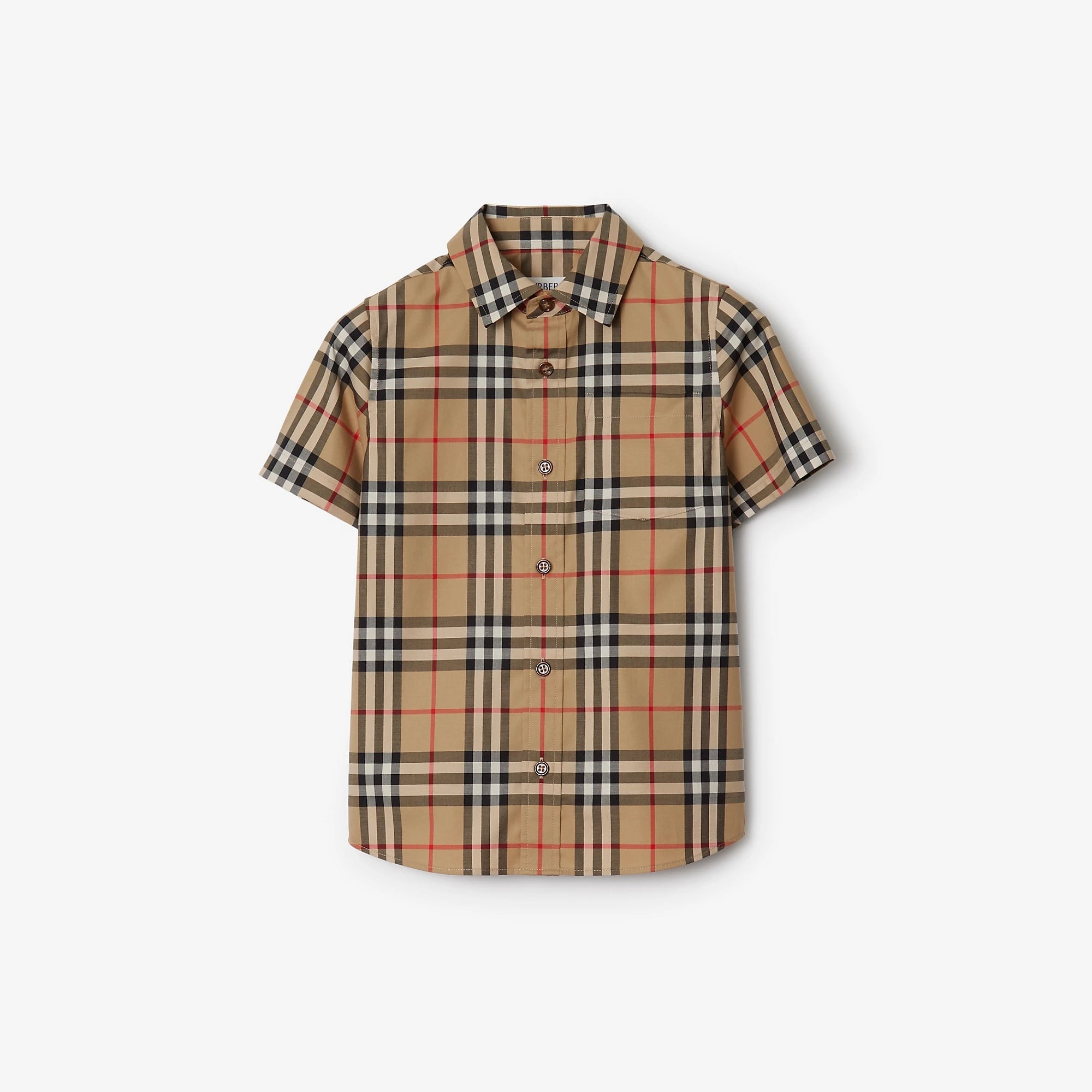 Boys Beige Check Cotton Shirt