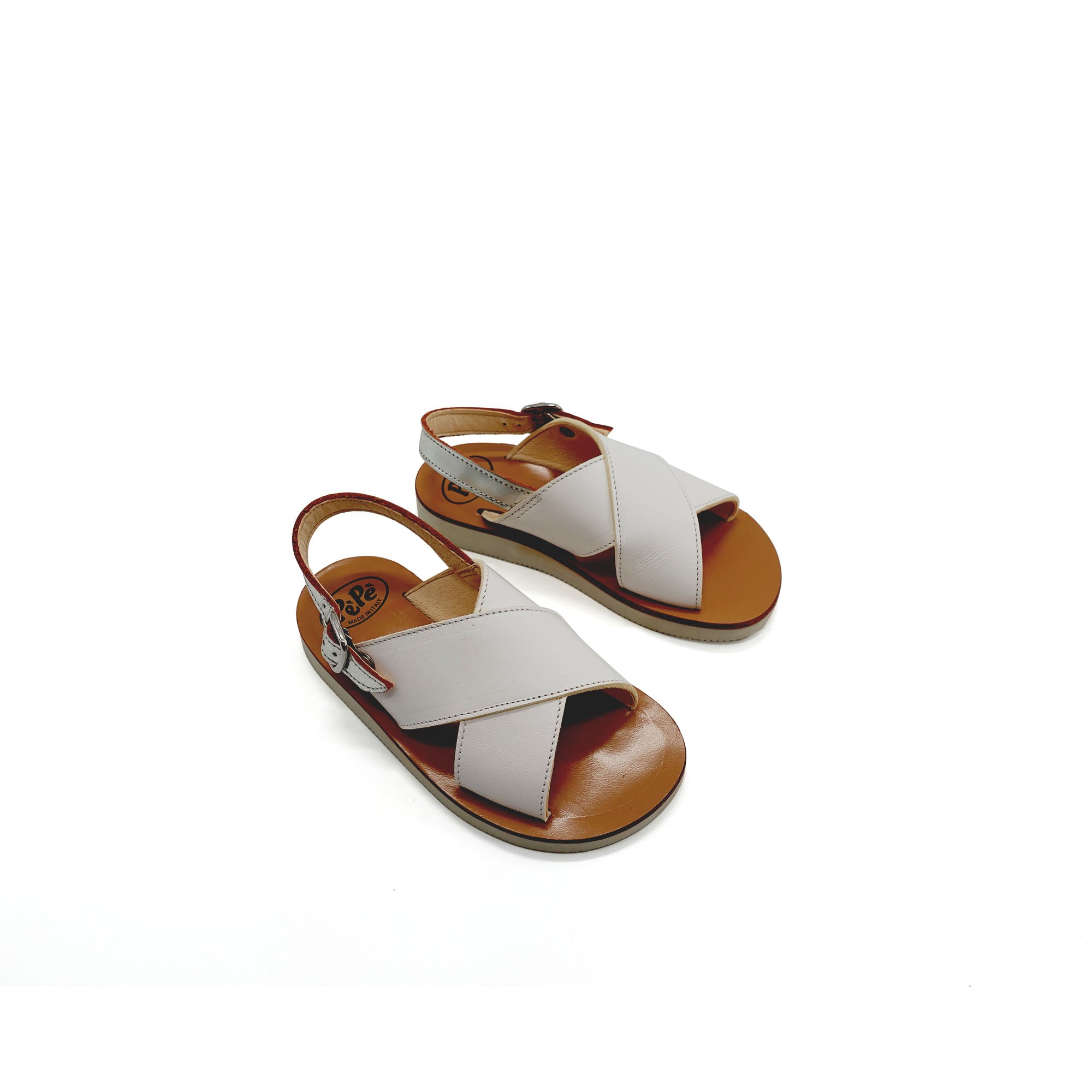 Girls White Leather Sandals