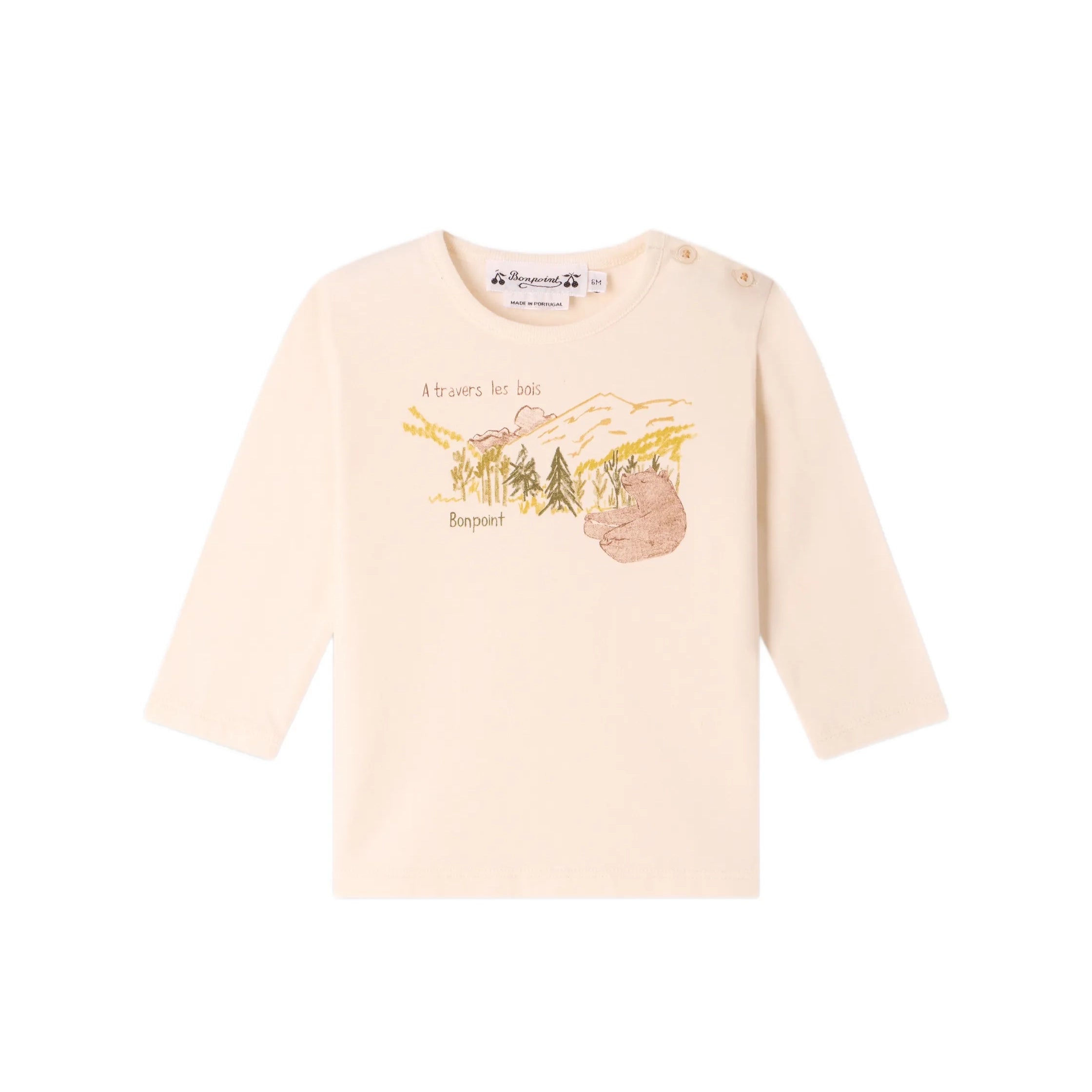Baby Boys White Printed Cotton T-Shirt