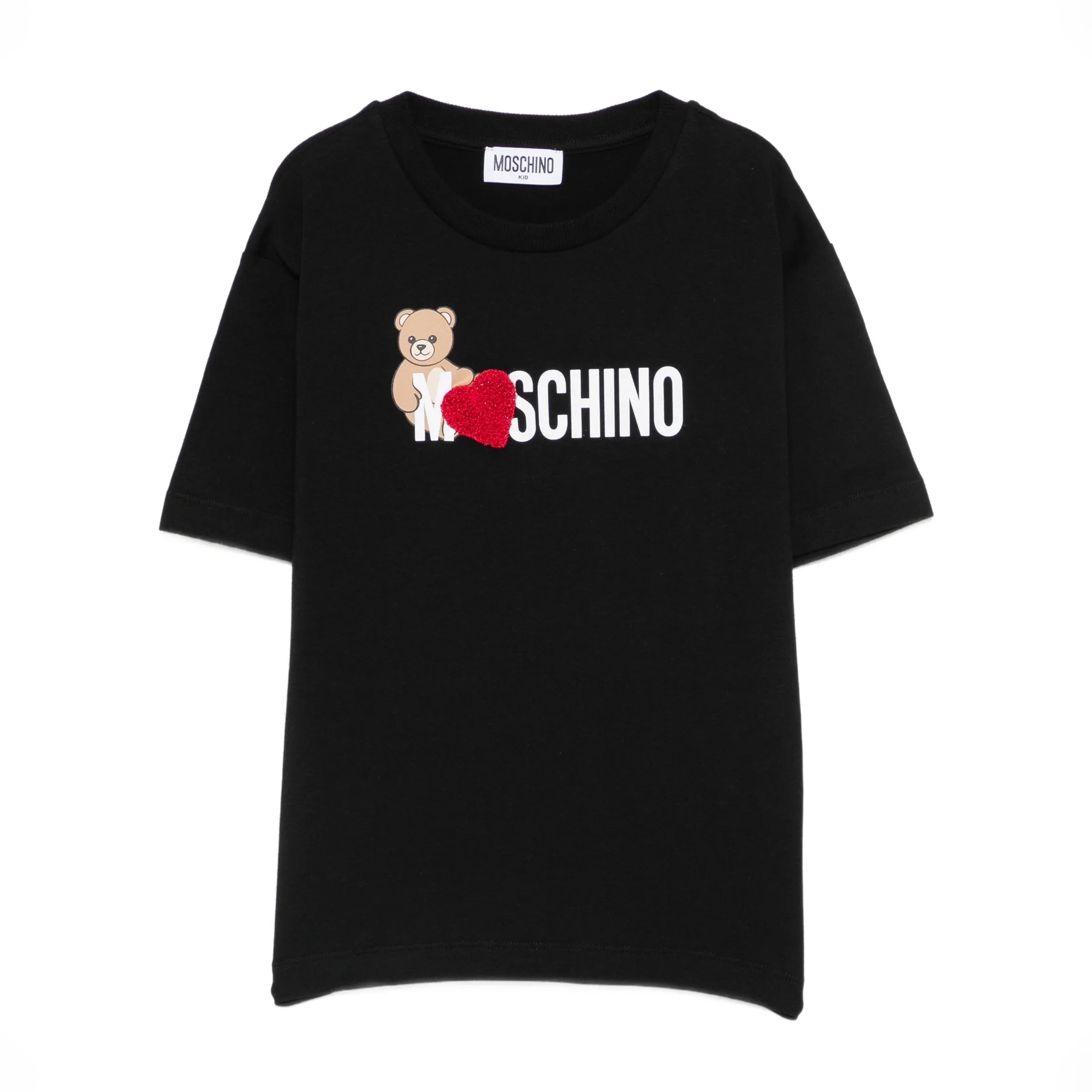 Girls Black Bear Printed Cotton T-Shirt