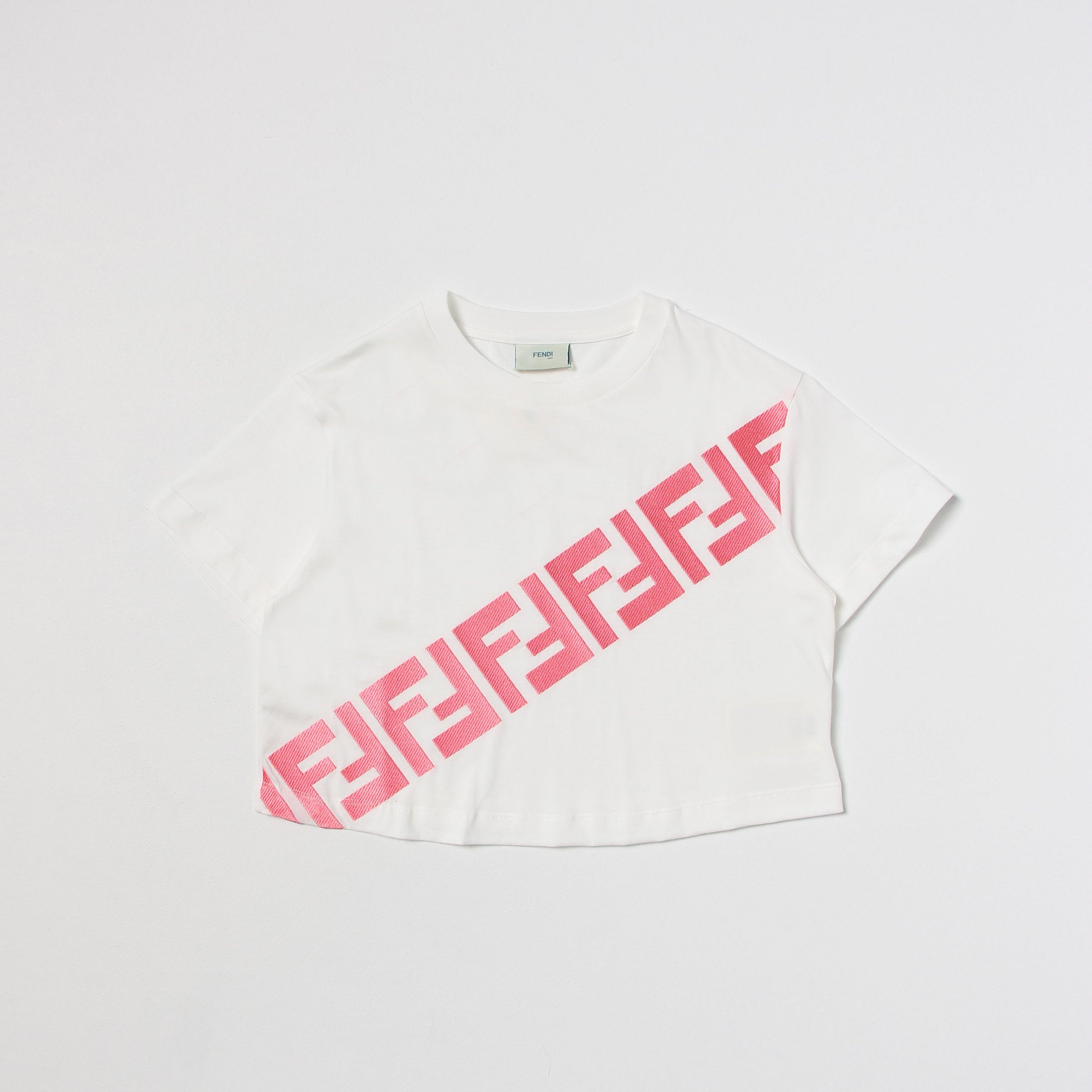 Girls White Logo Cotton T-Shirt