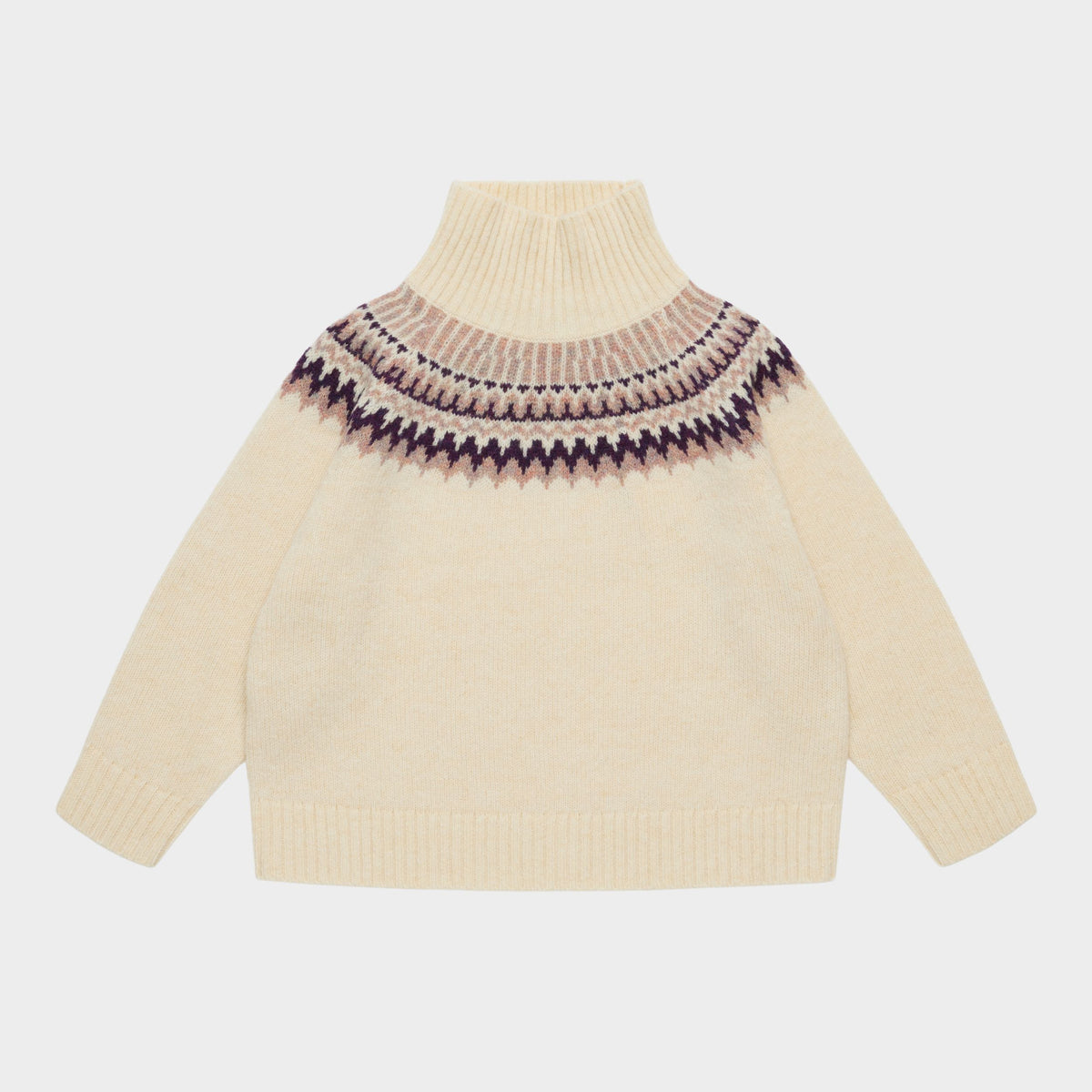 Boys & Girls White Jacquard Wool Sweater