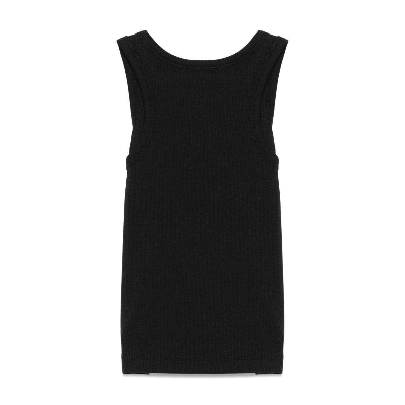 Girls Black Embroidered Logo Cotton Vest