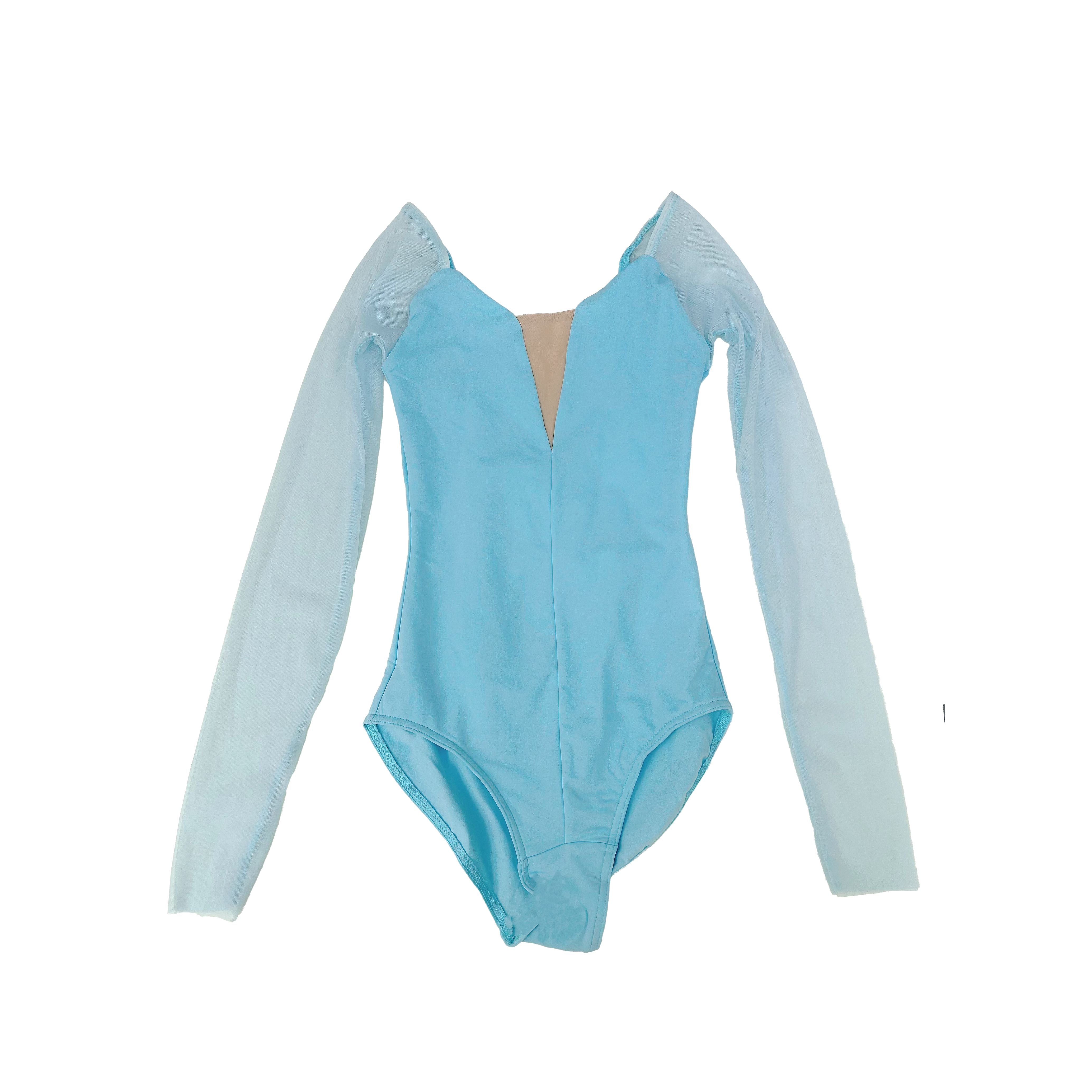 Women Ice Blue Long Sleeves Ballet Onesies(DA1931M/Ice Blue)
