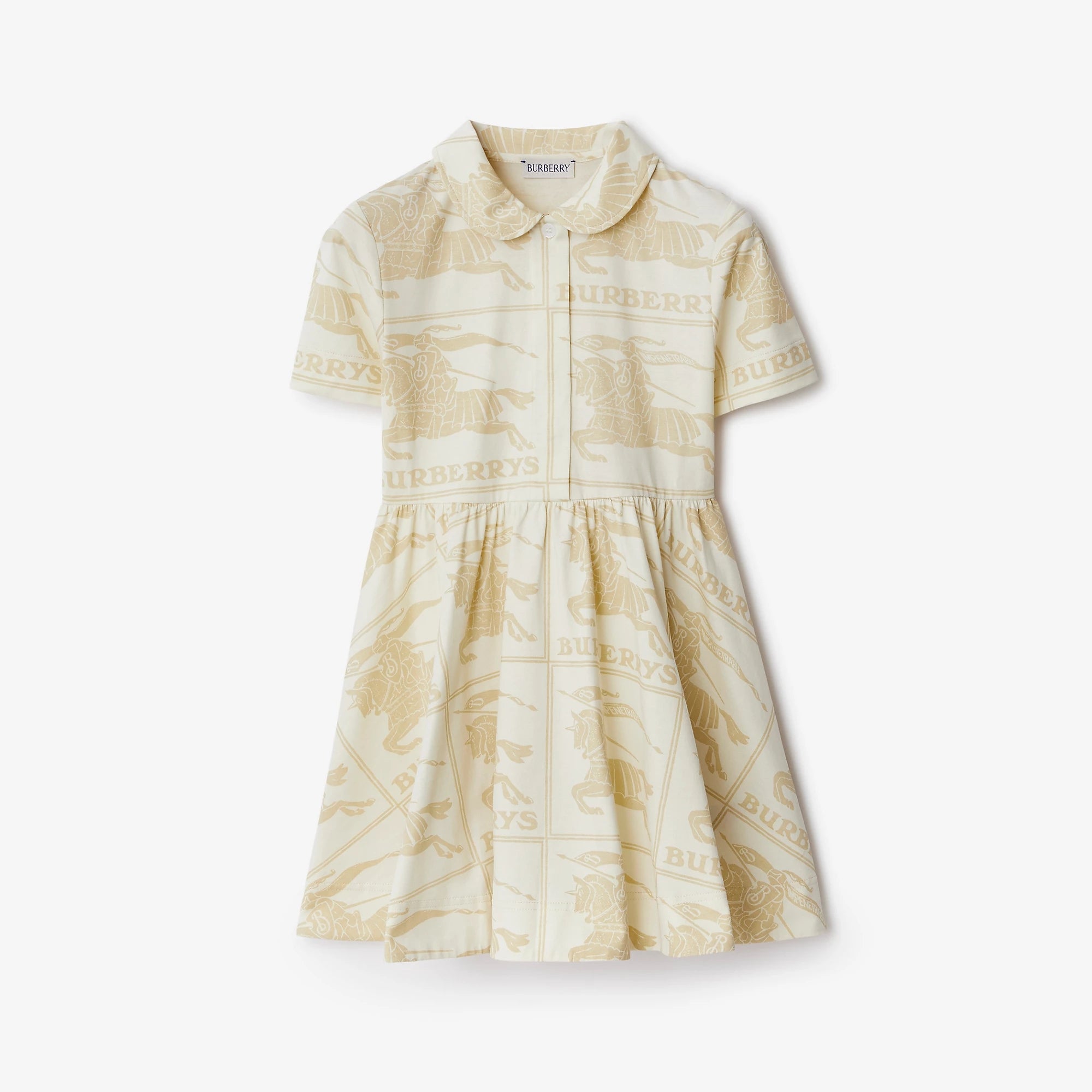 Girls Cream Printed Cotton Dress