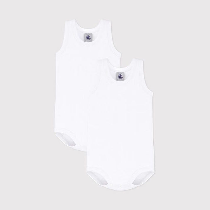 Baby Boys & Girls White Cotton Babysuit(2 Pack)